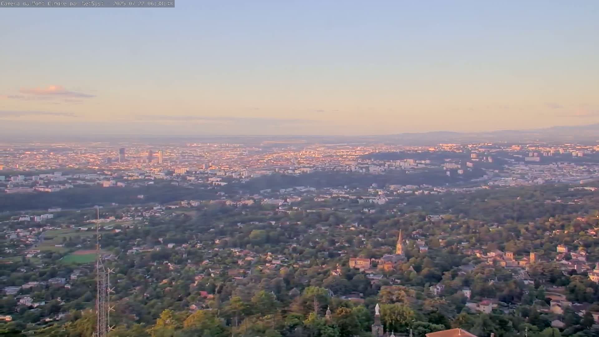 Lyon Skyline from Saint-Cyr-au-Mont-d'Or Mont Cindre Live Cam - Lyon, Métropole de Lyon, Auvergne-Rhône-Alpes, France