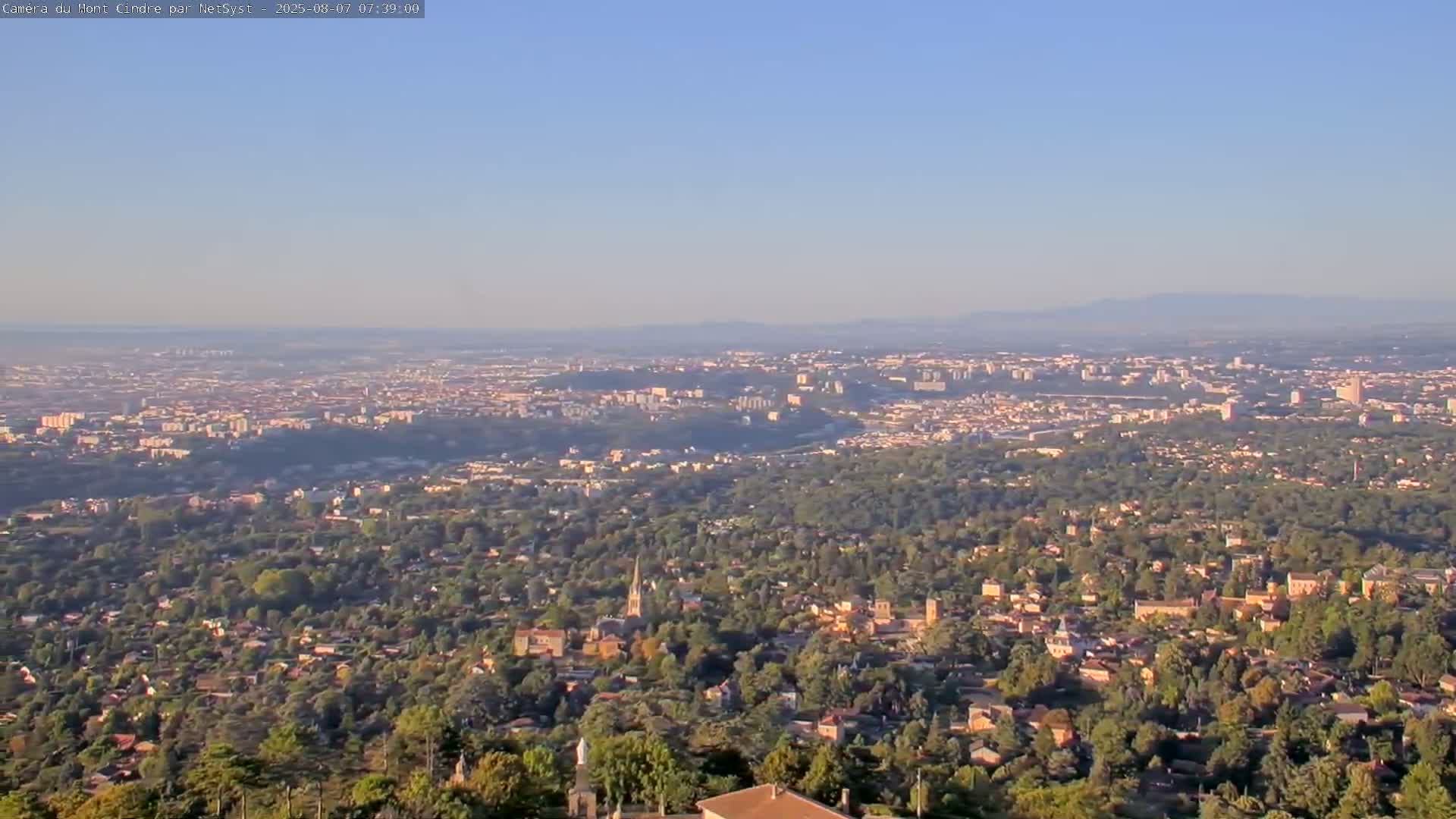 Lyon Skyline from Saint-Cyr-au-Mont-d'Or Mont Cindre Live Cam - Lyon, Métropole de Lyon, Auvergne-Rhône-Alpes, France