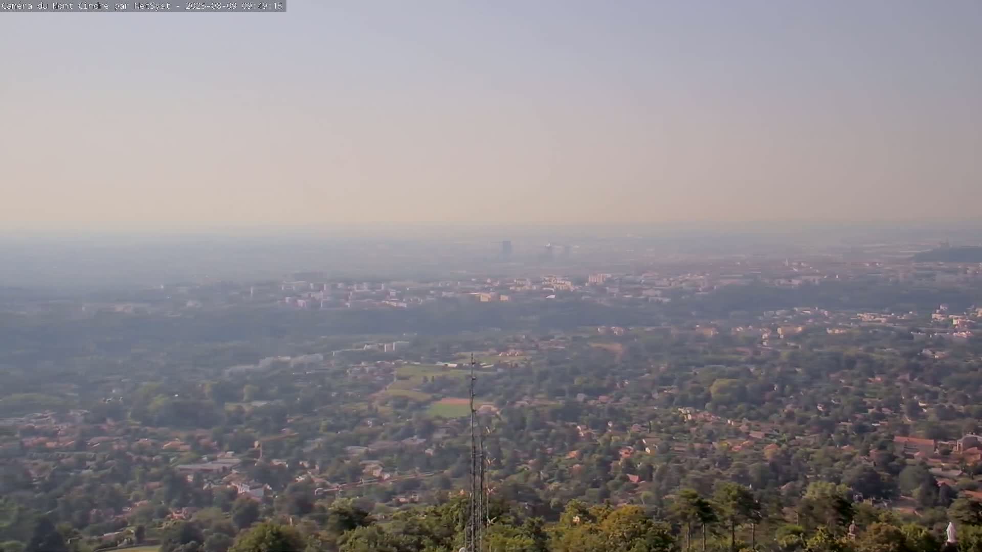 Lyon Skyline from Saint-Cyr-au-Mont-d'Or Mont Cindre Live Cam - Lyon, Métropole de Lyon, Auvergne-Rhône-Alpes, France
