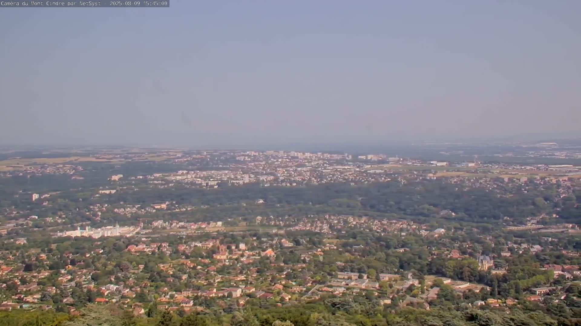 Lyon Skyline from Saint-Cyr-au-Mont-d'Or Mont Cindre Live Cam - Lyon, Métropole de Lyon, Auvergne-Rhône-Alpes, France