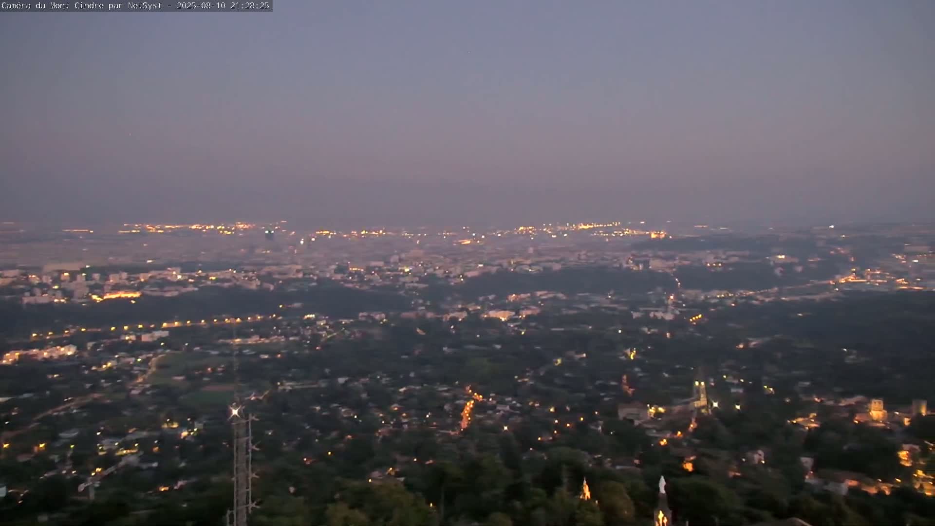 Lyon Skyline from Saint-Cyr-au-Mont-d'Or Mont Cindre Live Cam - Lyon, Métropole de Lyon, Auvergne-Rhône-Alpes, France