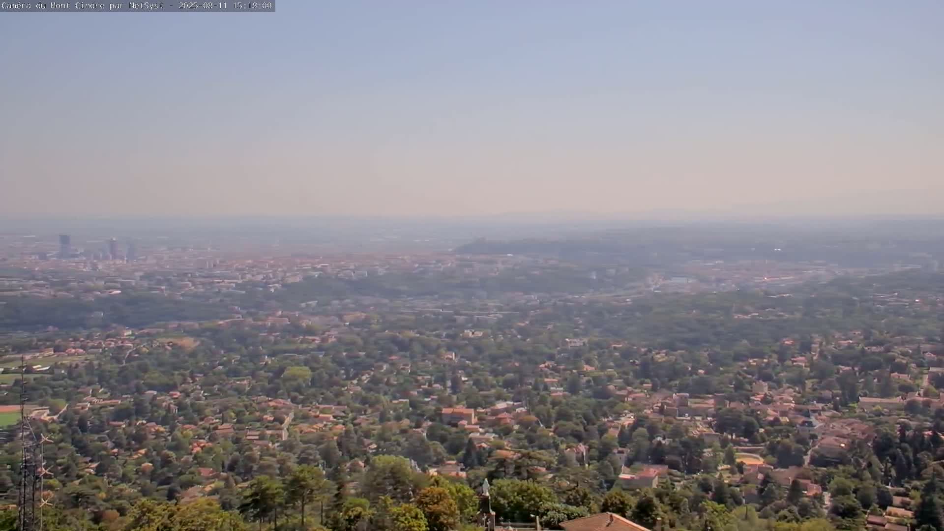 Lyon Skyline from Saint-Cyr-au-Mont-d'Or Mont Cindre Live Cam - Lyon, Métropole de Lyon, Auvergne-Rhône-Alpes, France