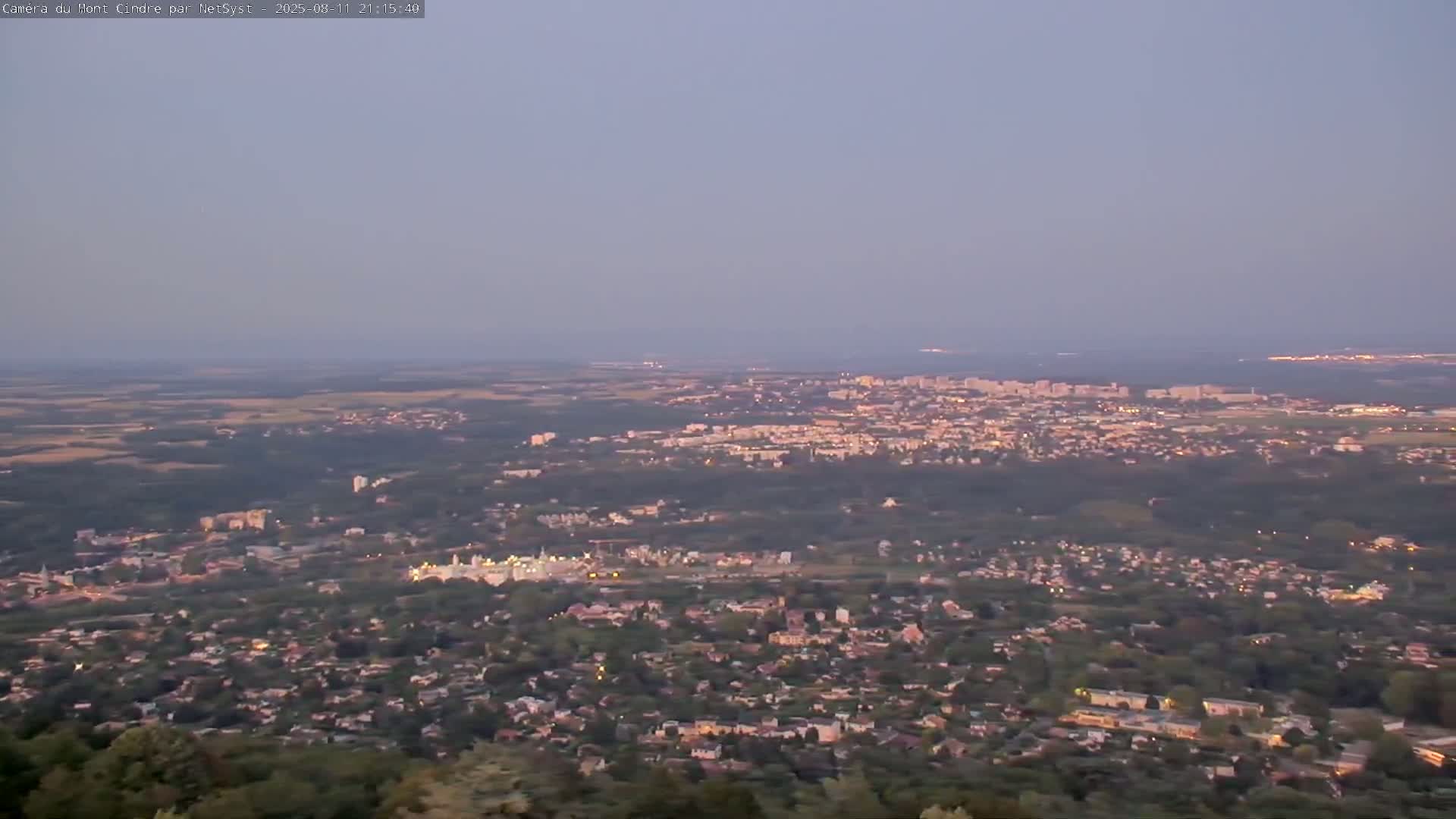 Lyon Skyline from Saint-Cyr-au-Mont-d'Or Mont Cindre Live Cam - Lyon, Métropole de Lyon, Auvergne-Rhône-Alpes, France