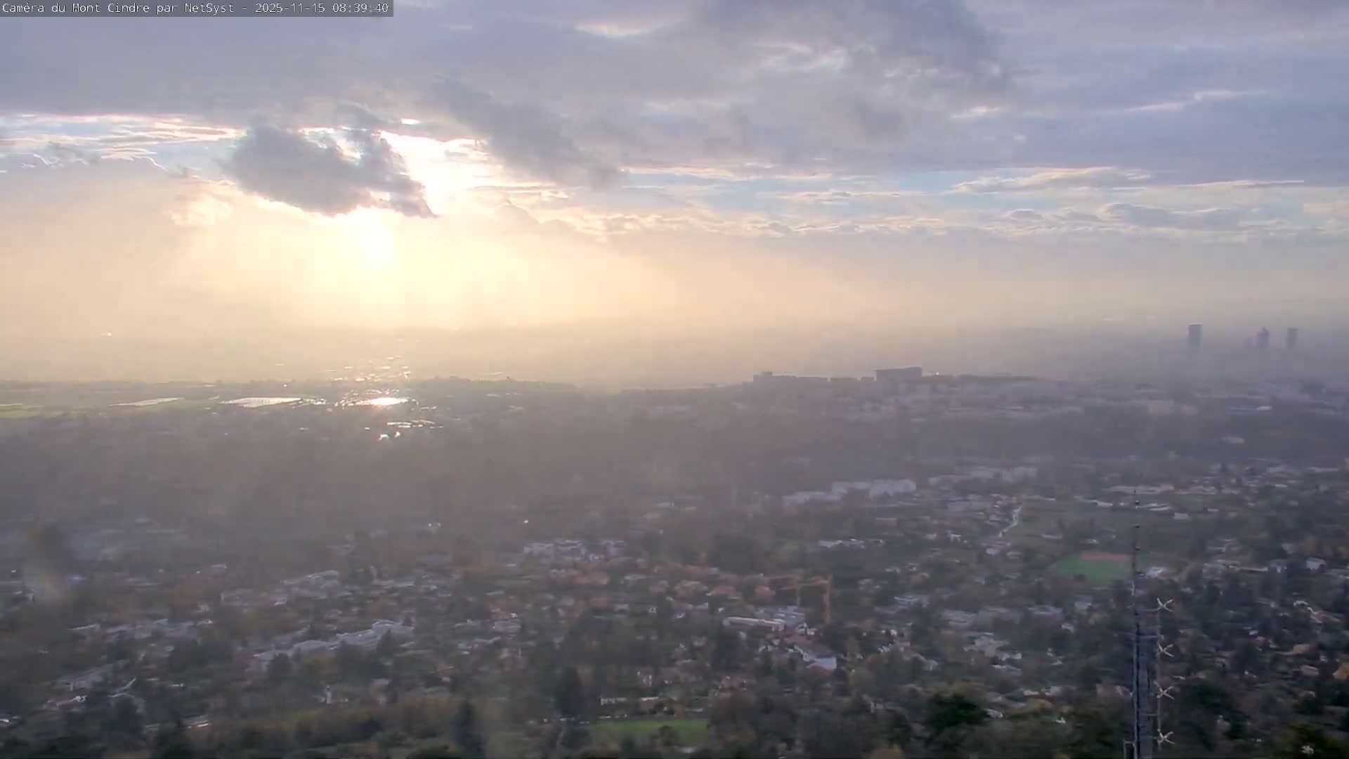 Lyon Skyline from Saint-Cyr-au-Mont-d'Or Mont Cindre Live Cam - Lyon, Métropole de Lyon, Auvergne-Rhône-Alpes, France