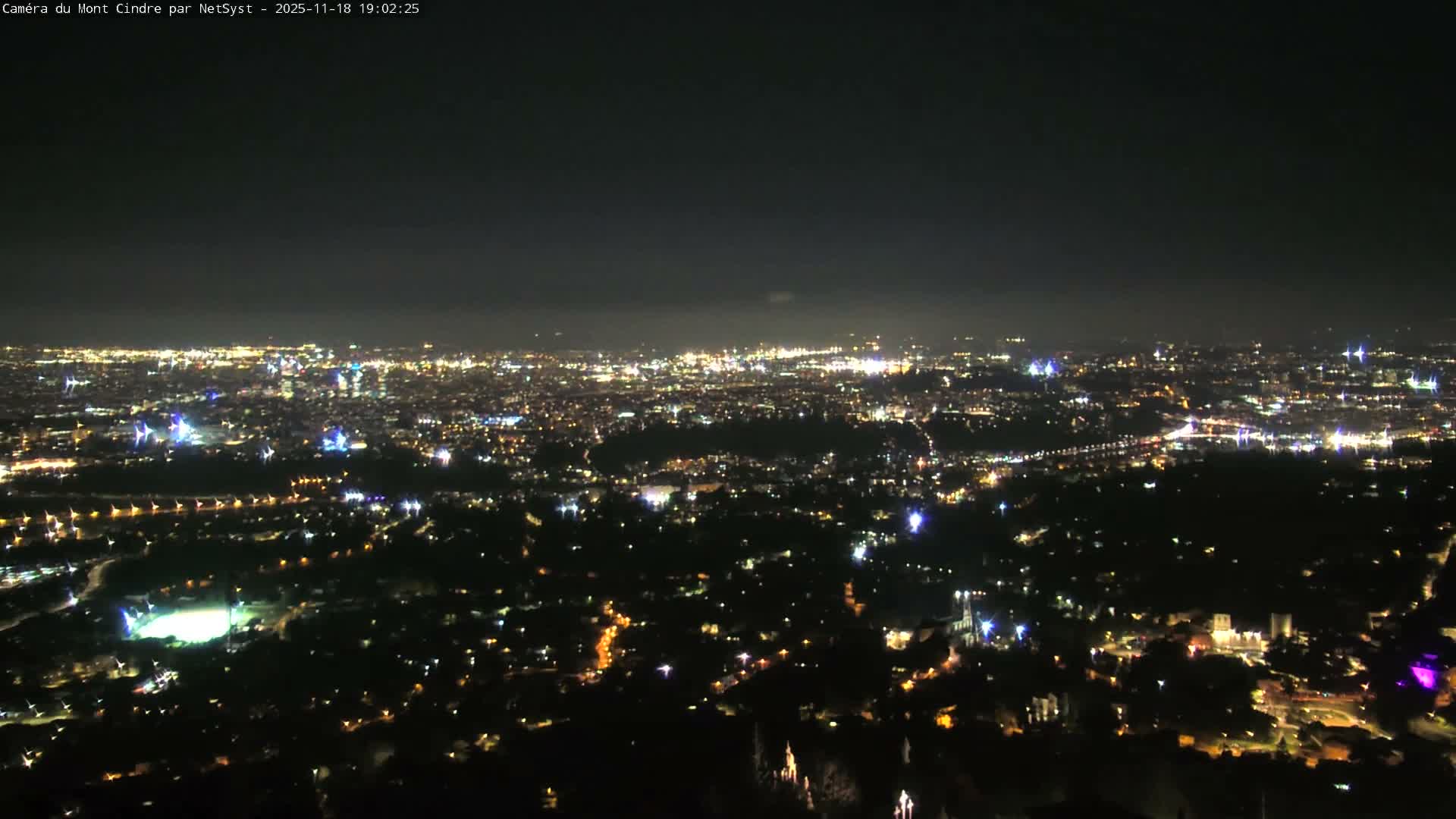 Lyon Skyline from Saint-Cyr-au-Mont-d'Or Mont Cindre Live Cam - Lyon, Métropole de Lyon, Auvergne-Rhône-Alpes, France