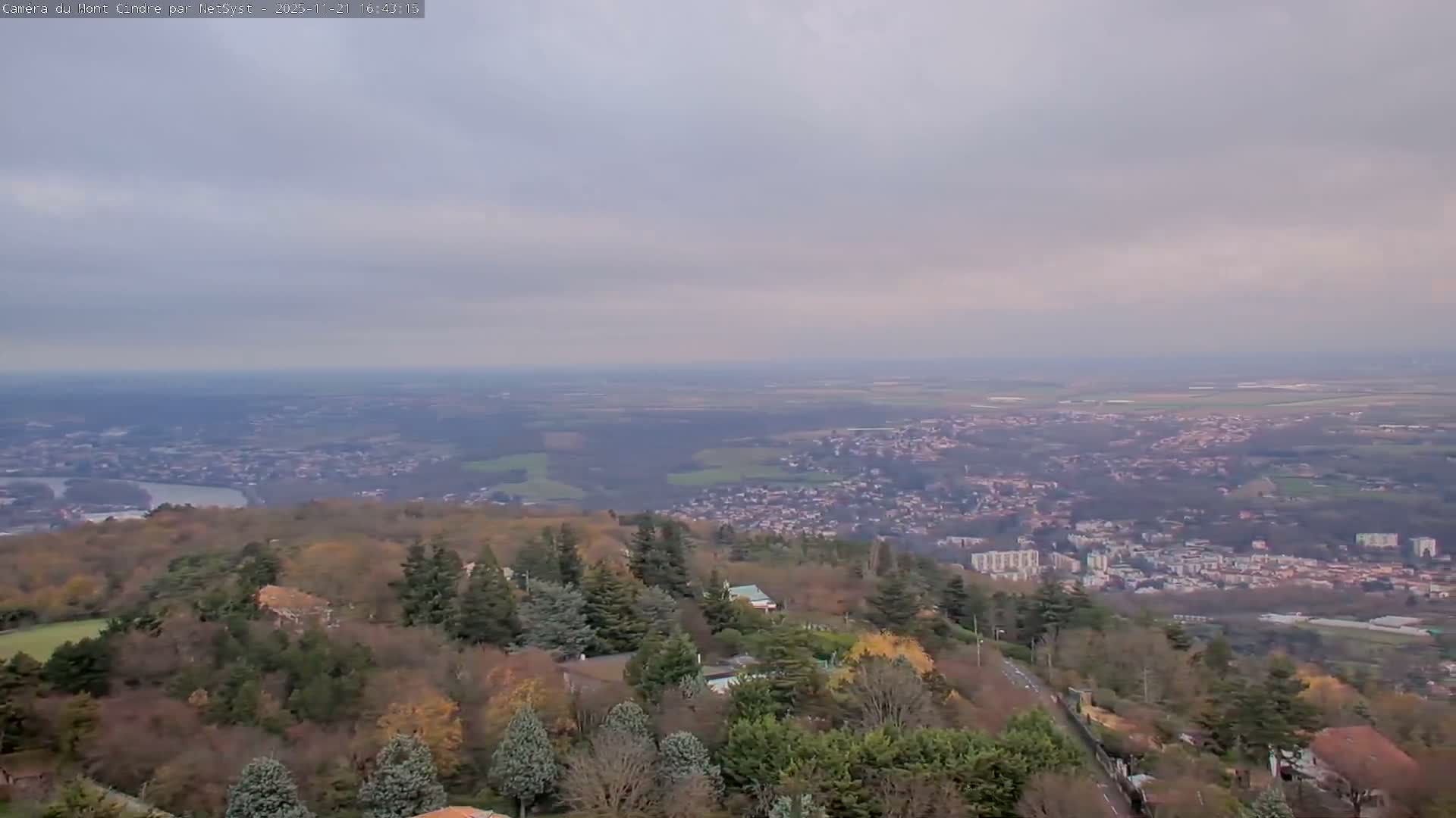 Lyon Skyline from Saint-Cyr-au-Mont-d'Or Mont Cindre Live Cam - Lyon, Métropole de Lyon, Auvergne-Rhône-Alpes, France