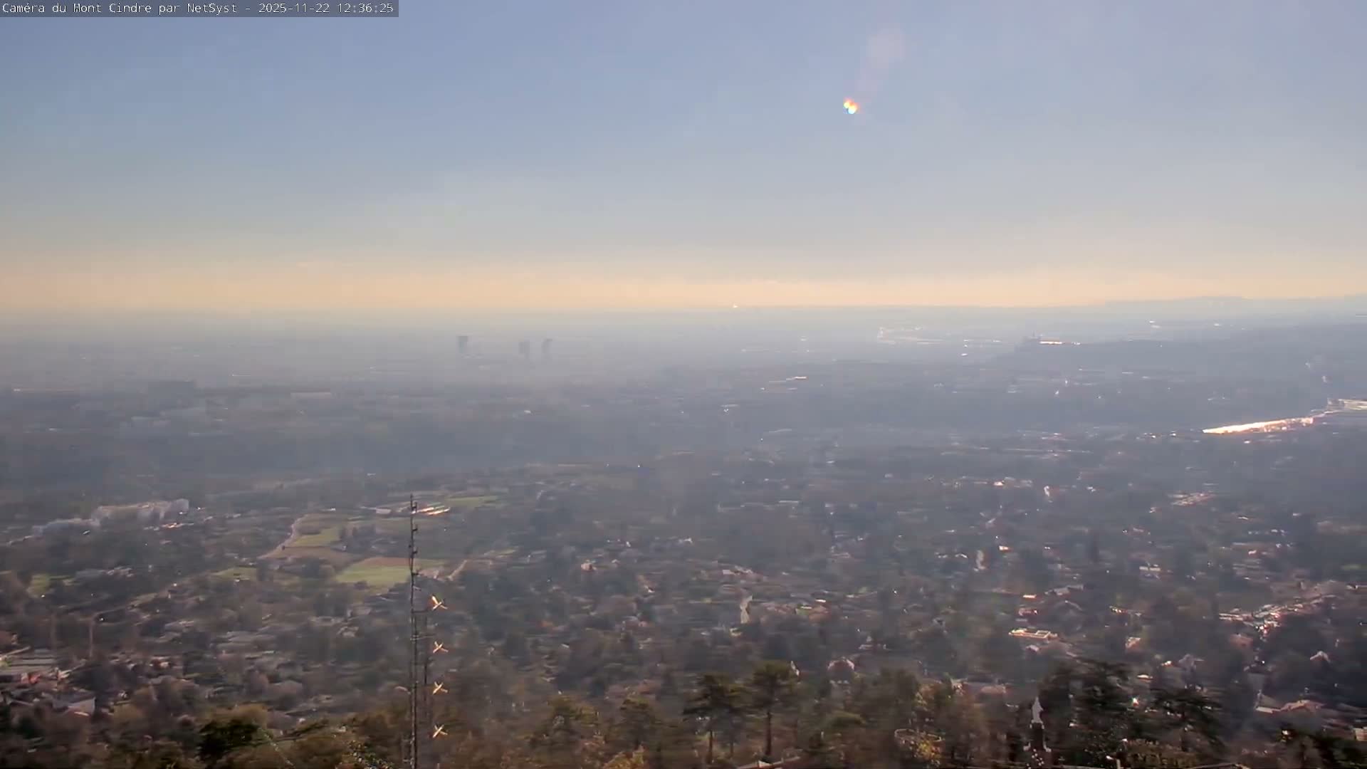 Lyon Skyline from Saint-Cyr-au-Mont-d'Or Mont Cindre Live Cam - Lyon, Métropole de Lyon, Auvergne-Rhône-Alpes, France