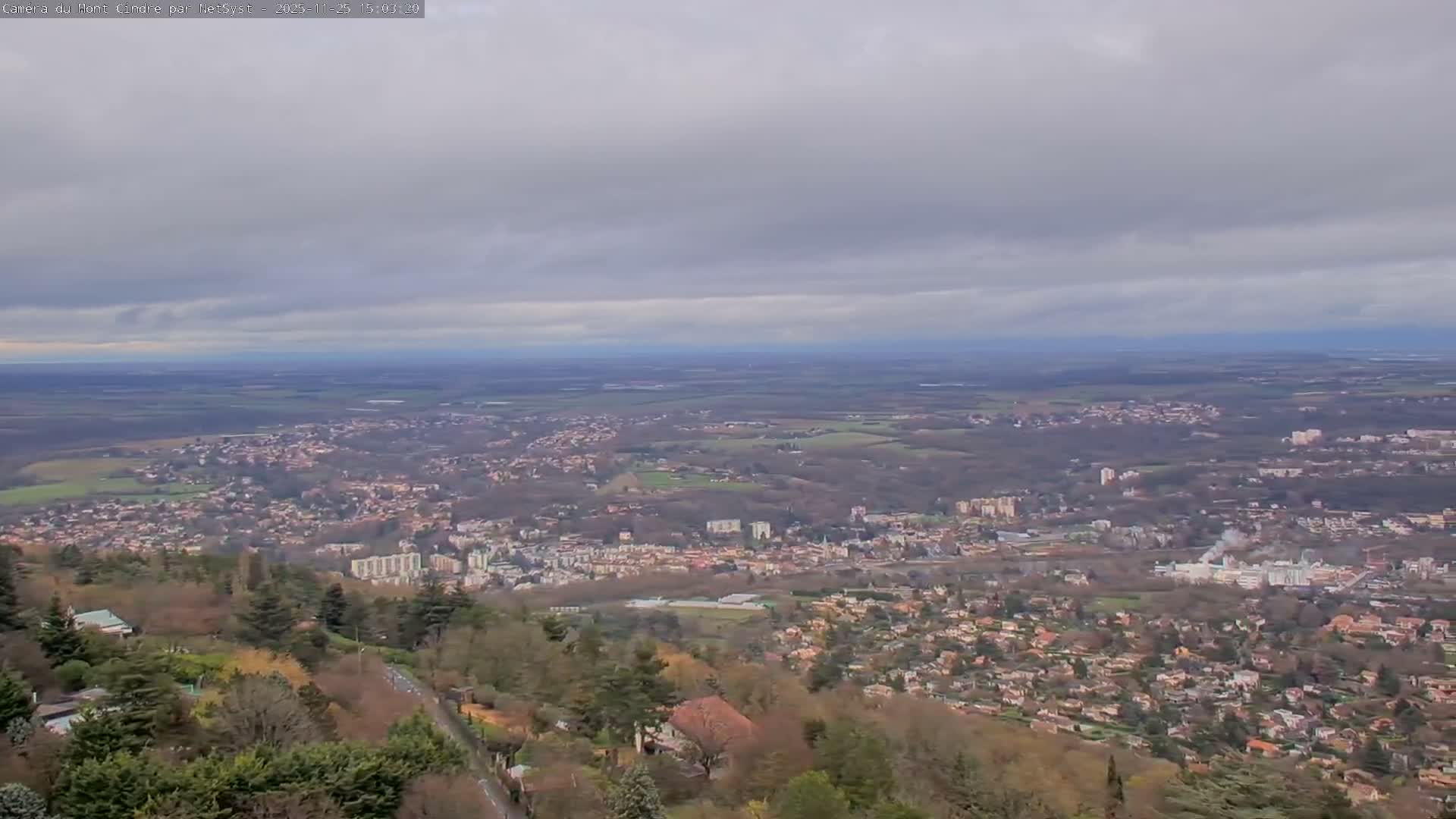 Lyon Skyline from Saint-Cyr-au-Mont-d'Or Mont Cindre Live Cam - Lyon, Métropole de Lyon, Auvergne-Rhône-Alpes, France