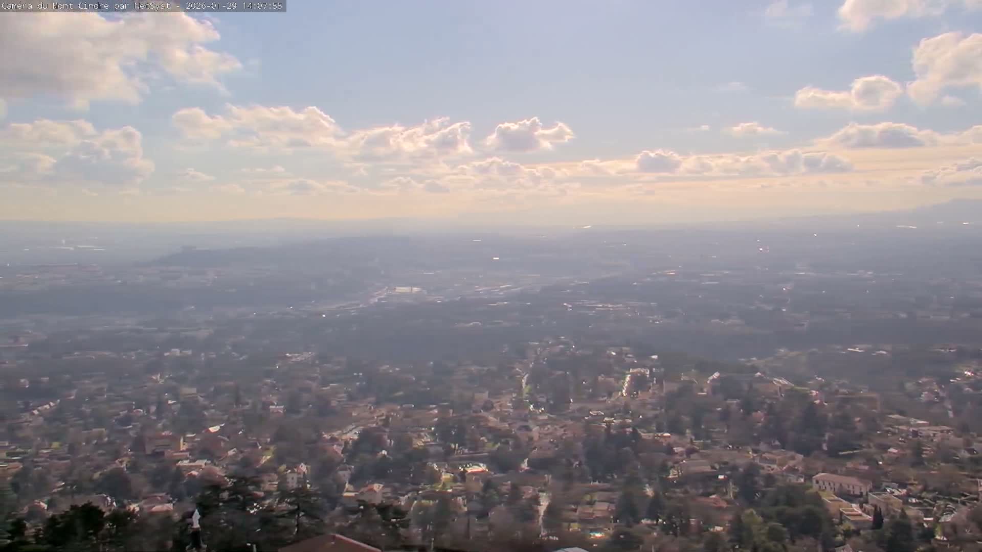 Lyon Skyline from Saint-Cyr-au-Mont-d'Or Mont Cindre Live Cam - Lyon, Métropole de Lyon, Auvergne-Rhône-Alpes, France