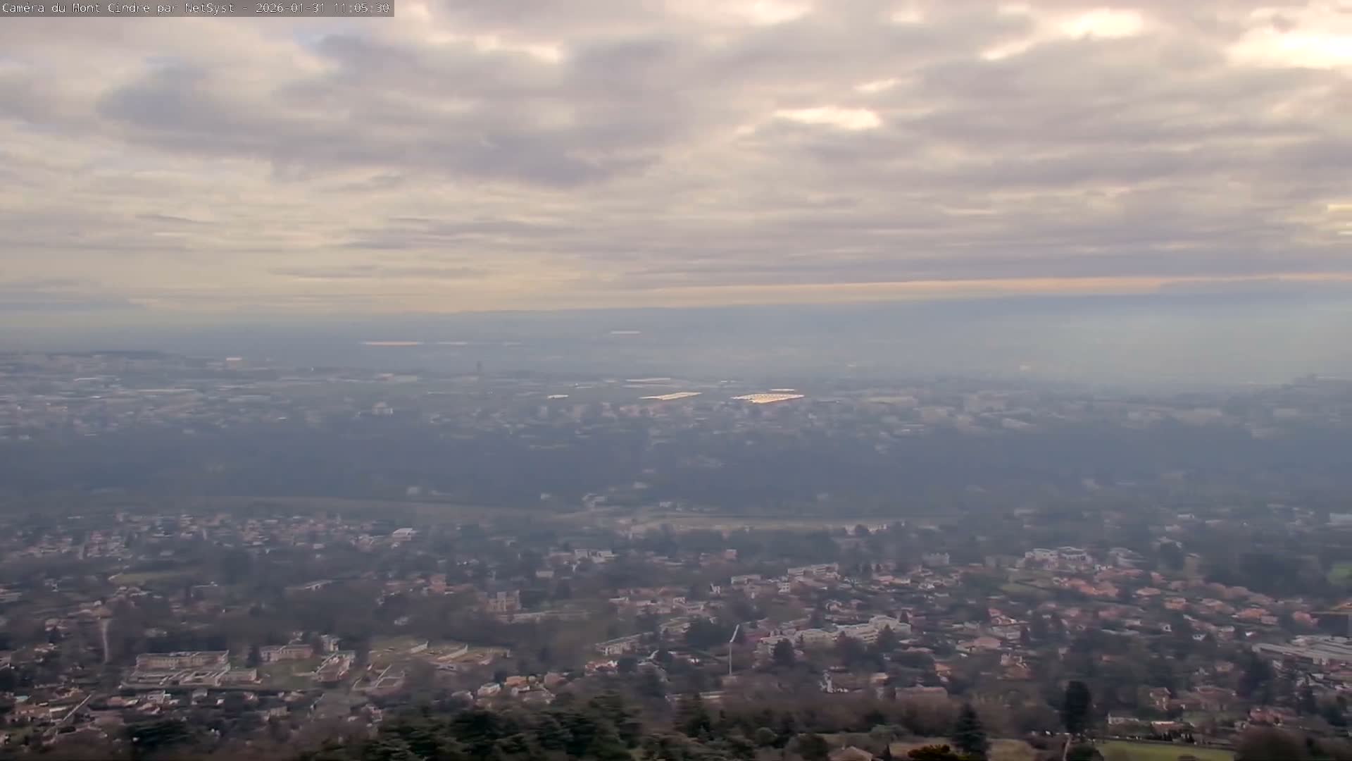 Lyon Skyline from Saint-Cyr-au-Mont-d'Or Mont Cindre Live Cam - Lyon, Métropole de Lyon, Auvergne-Rhône-Alpes, France