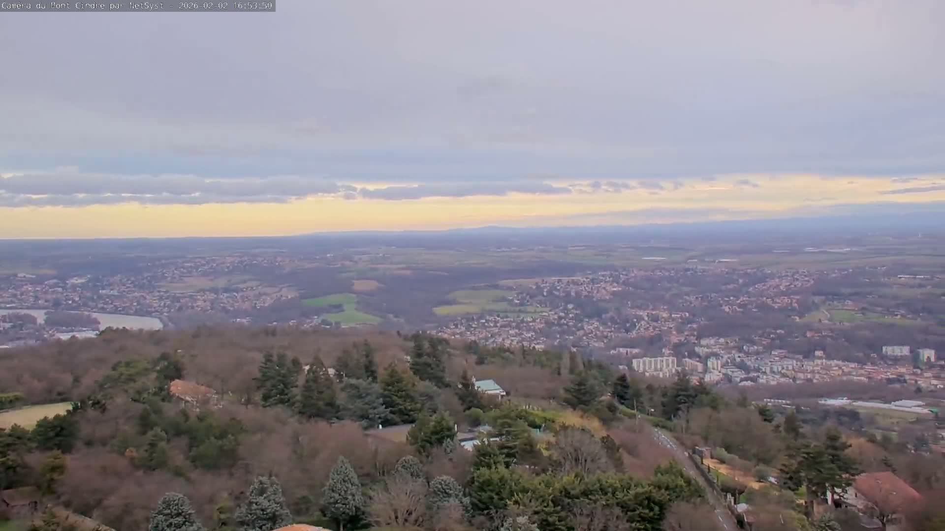 Lyon Skyline from Saint-Cyr-au-Mont-d'Or Mont Cindre Live Cam - Lyon, Métropole de Lyon, Auvergne-Rhône-Alpes, France