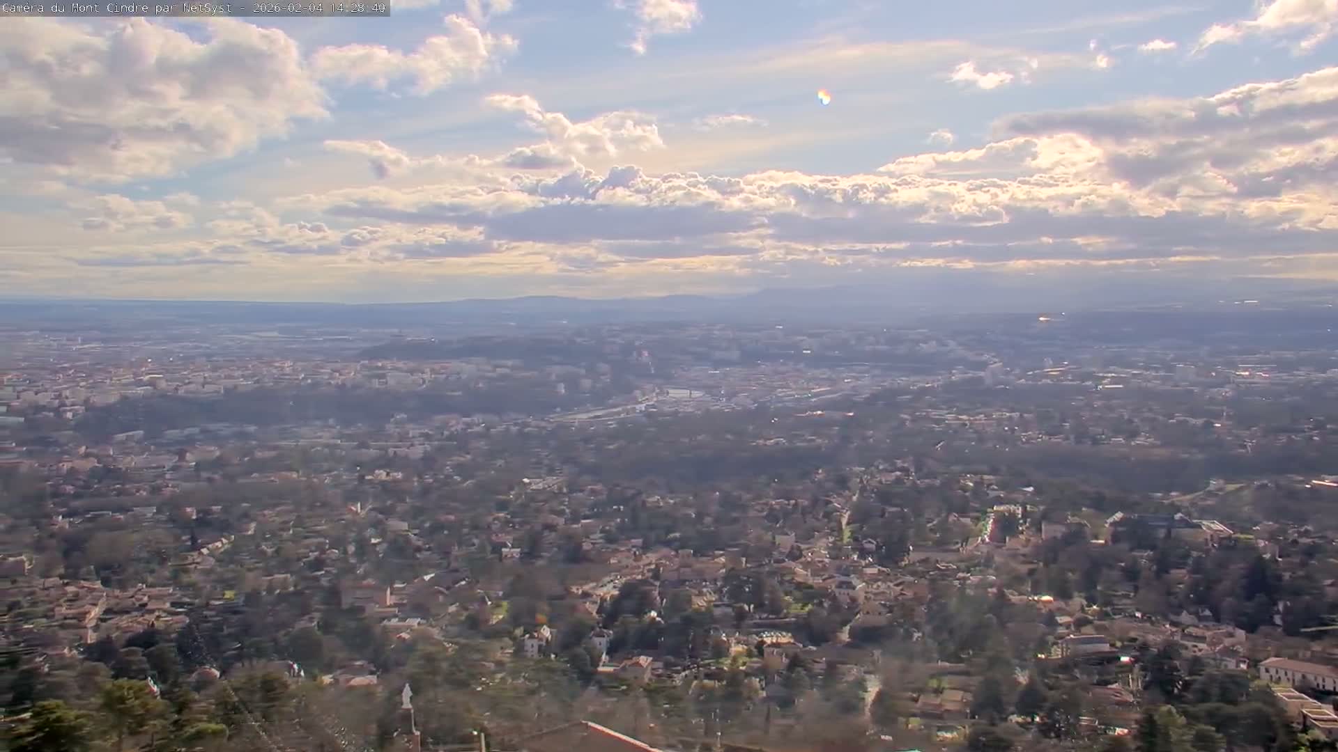 Lyon Skyline from Saint-Cyr-au-Mont-d'Or Mont Cindre Live Cam - Lyon, Métropole de Lyon, Auvergne-Rhône-Alpes, France