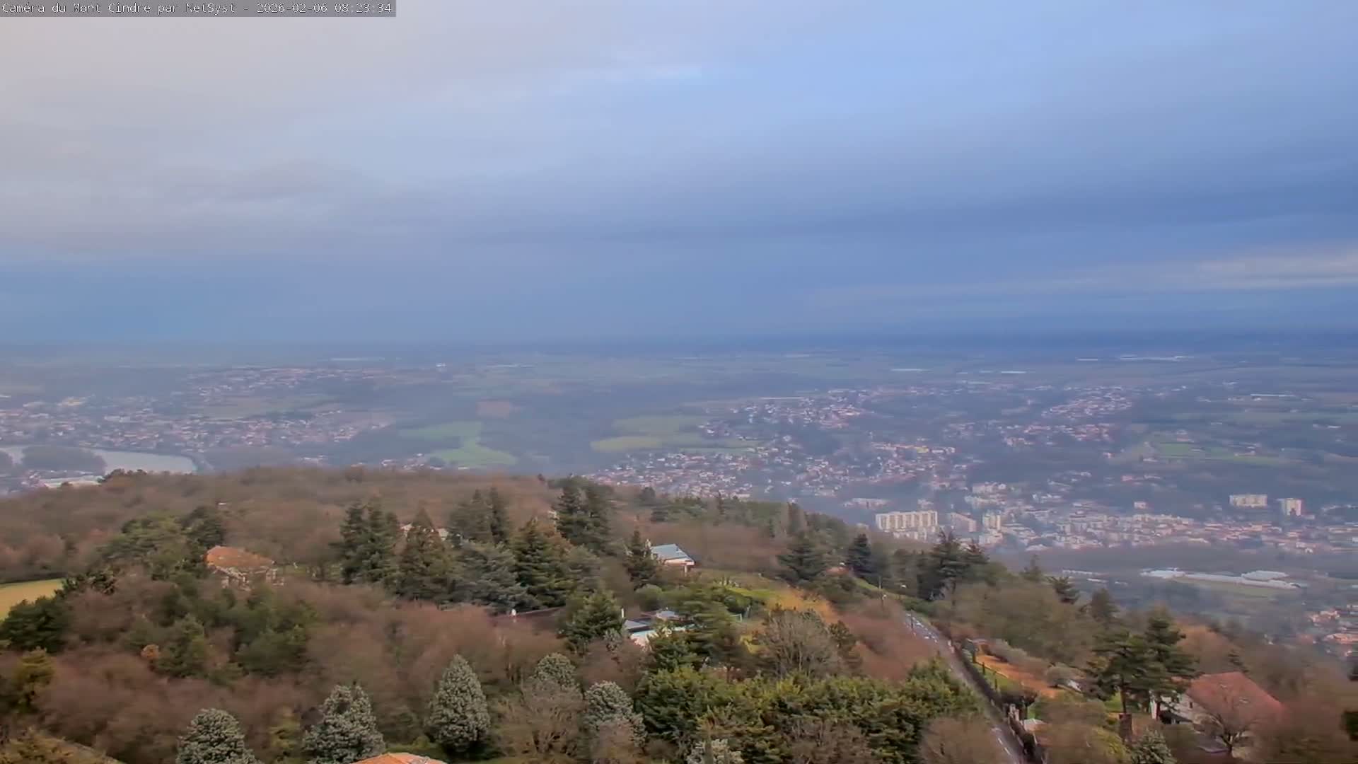 Lyon Skyline from Saint-Cyr-au-Mont-d'Or Mont Cindre Live Cam - Lyon, Métropole de Lyon, Auvergne-Rhône-Alpes, France