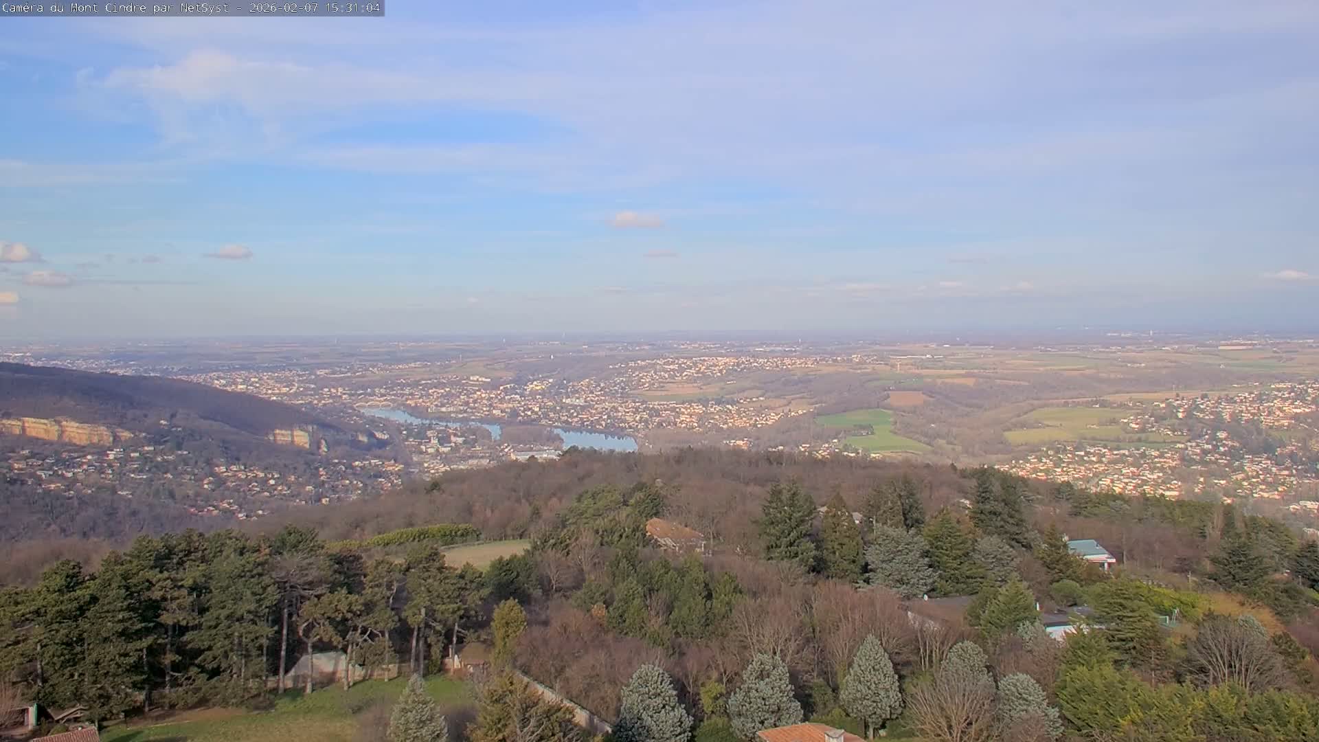Lyon Skyline from Saint-Cyr-au-Mont-d'Or Mont Cindre Live Cam - Lyon, Métropole de Lyon, Auvergne-Rhône-Alpes, France