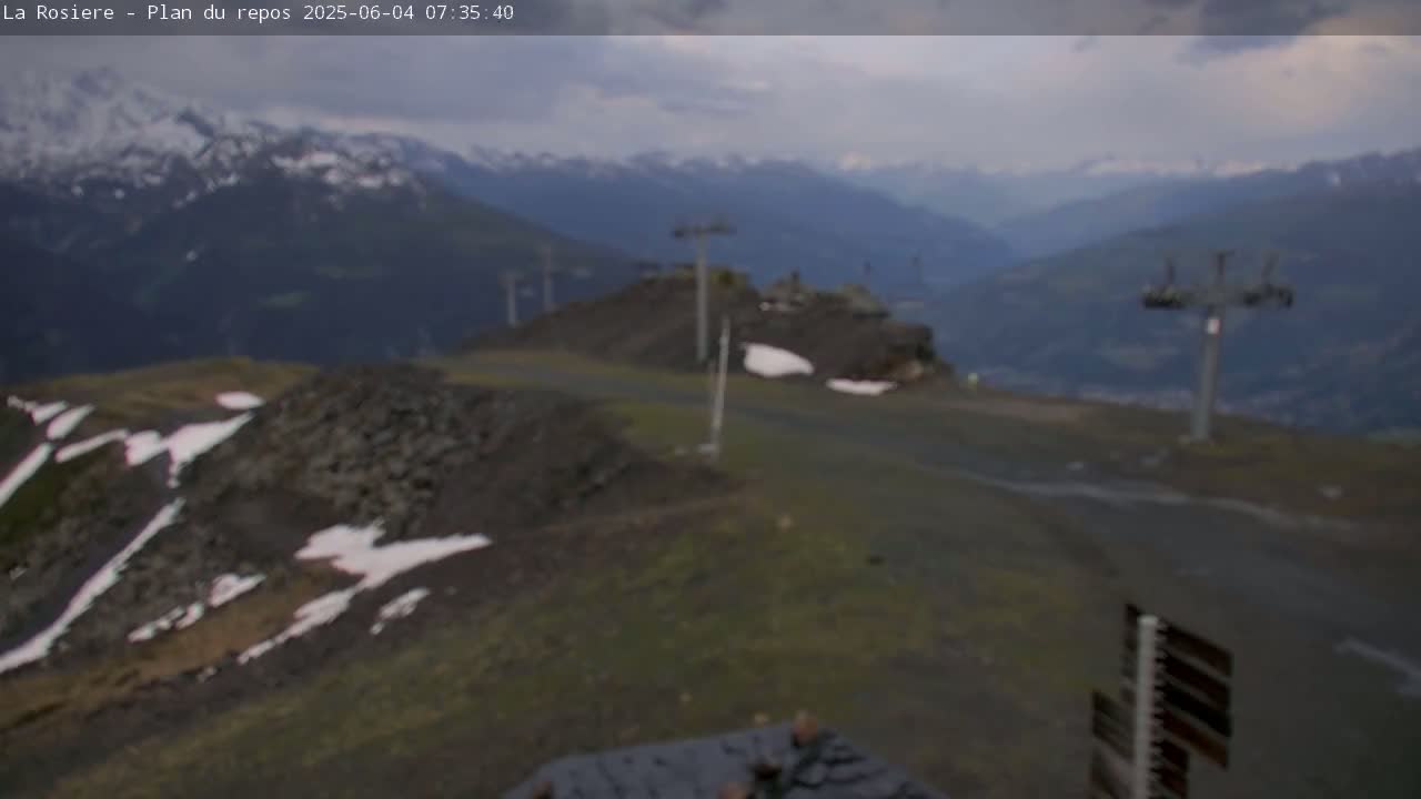 Montvalezan,  La Rosière Ski Area Charmlifts & Plan du Repos (Rest Plan) Live Cam - Albertville, Savoie, Auvergne-Rhône-Alpes, France
