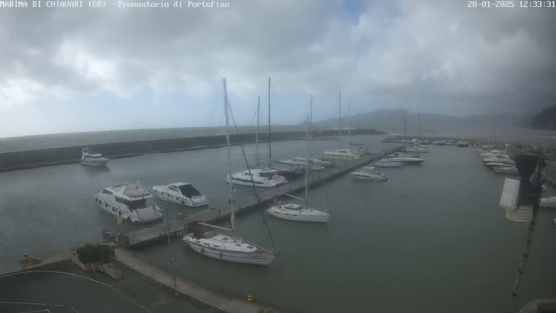A marina filled with numerous boats and yachts under an overcast sky with choppy water.