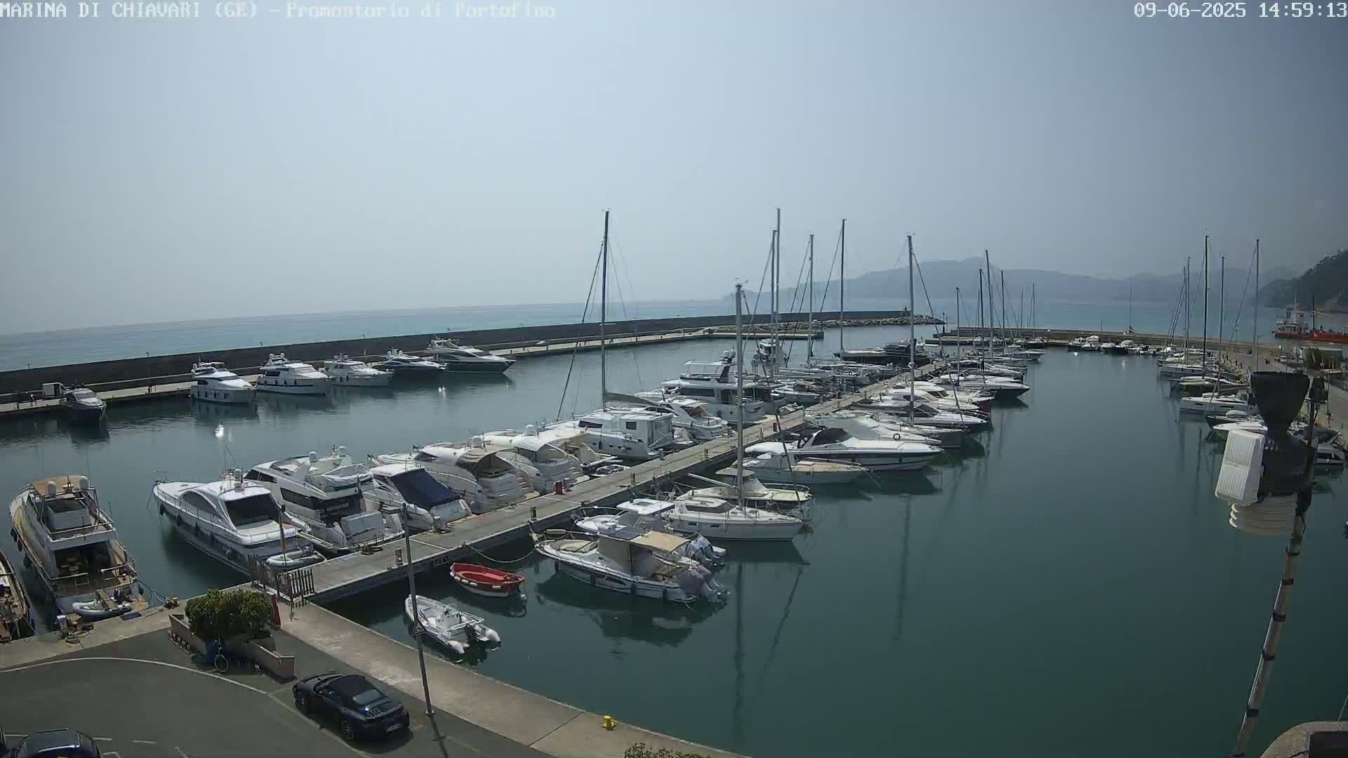 A marina filled with numerous yachts and sailboats on a calm, sunny day.