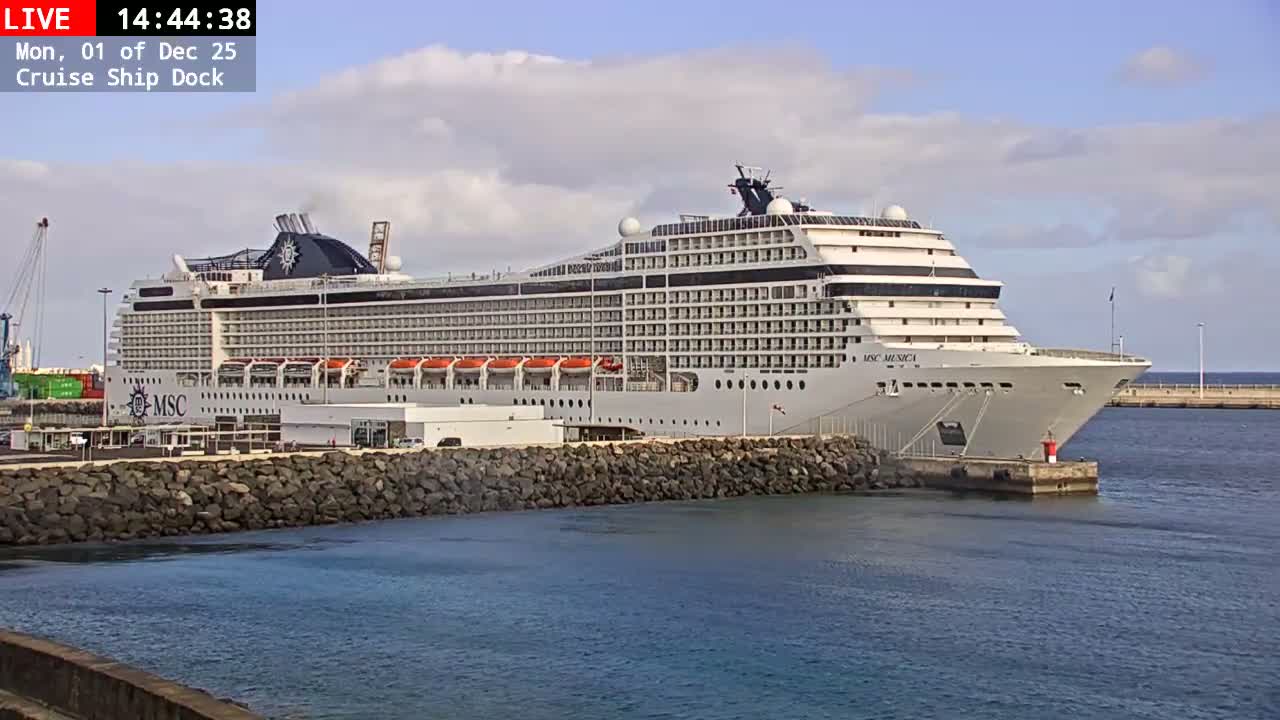 Lanzarote, Arrecife Harbor, Cruise Ship Dock Live Cam - Canary Islands, Las Palmas, Spain