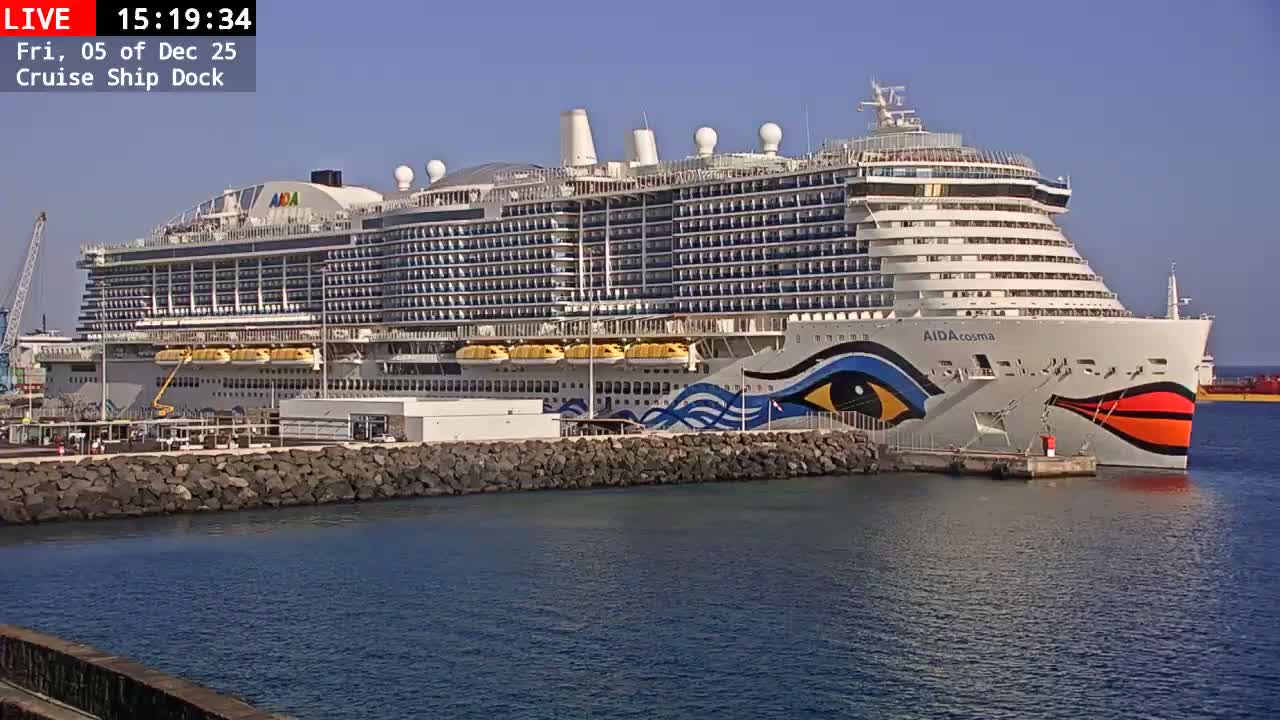 Lanzarote, Arrecife Harbor, Cruise Ship Dock Live Cam - Canary Islands, Las Palmas, Spain