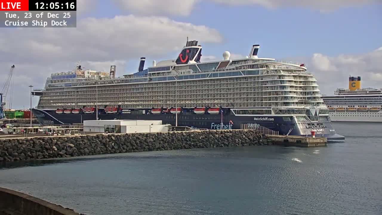 Lanzarote, Arrecife Harbor, Cruise Ship Dock Live Cam - Canary Islands, Las Palmas, Spain
