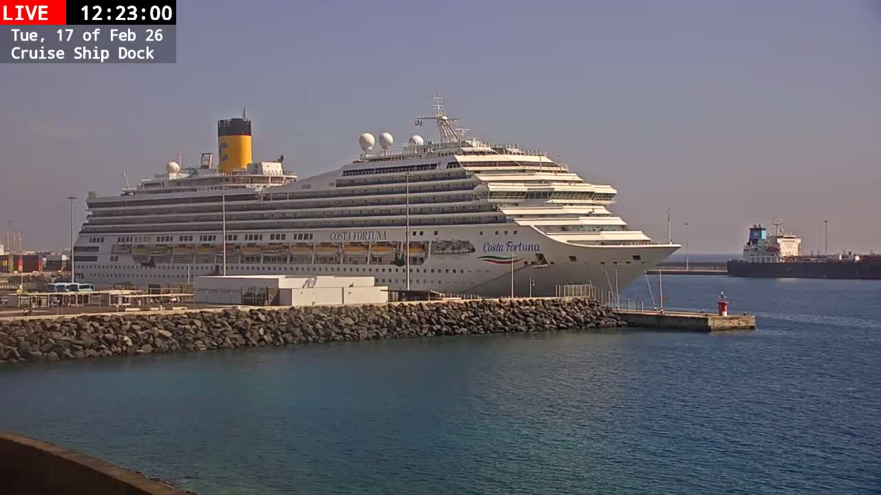 Lanzarote, Arrecife Harbor, Cruise Ship Dock Live Cam - Canary Islands, Las Palmas, Spain