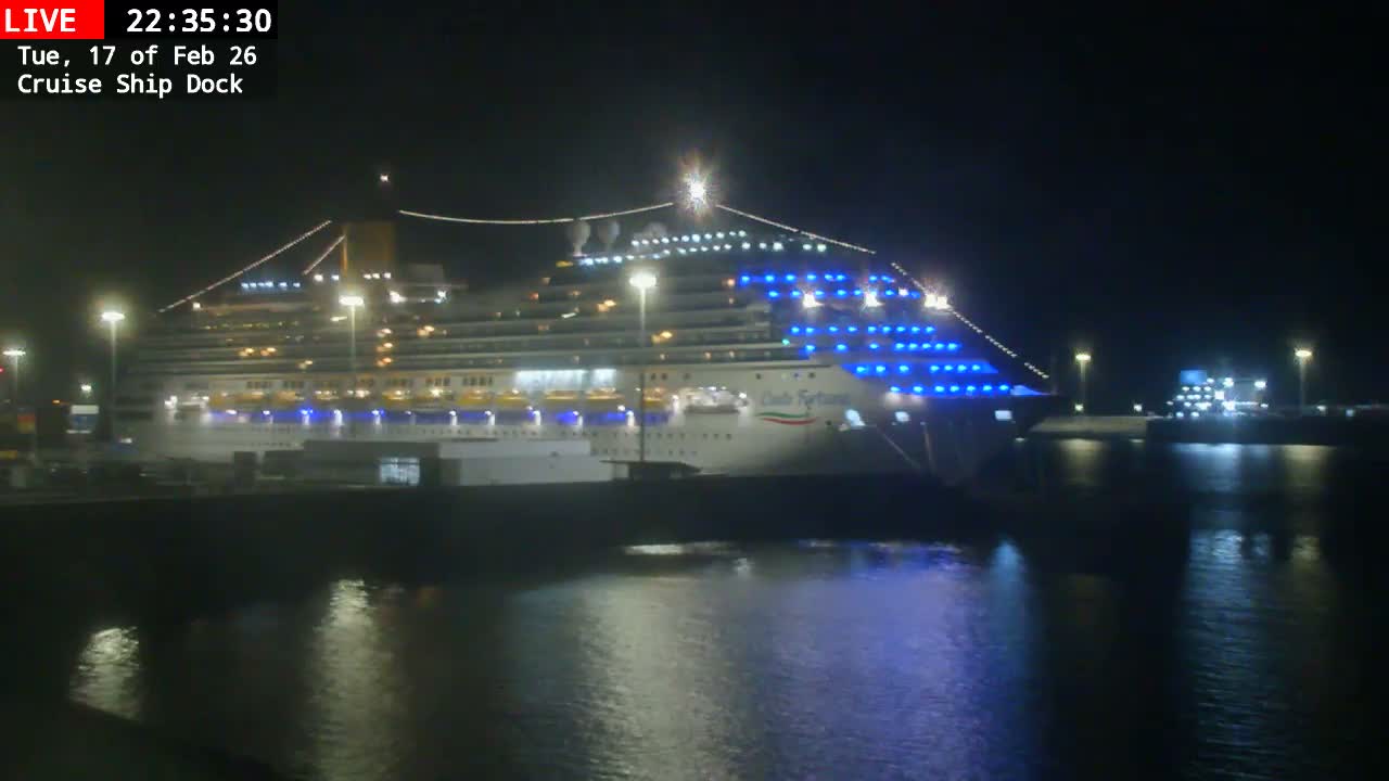 Lanzarote, Arrecife Harbor, Cruise Ship Dock Live Cam - Canary Islands, Las Palmas, Spain
