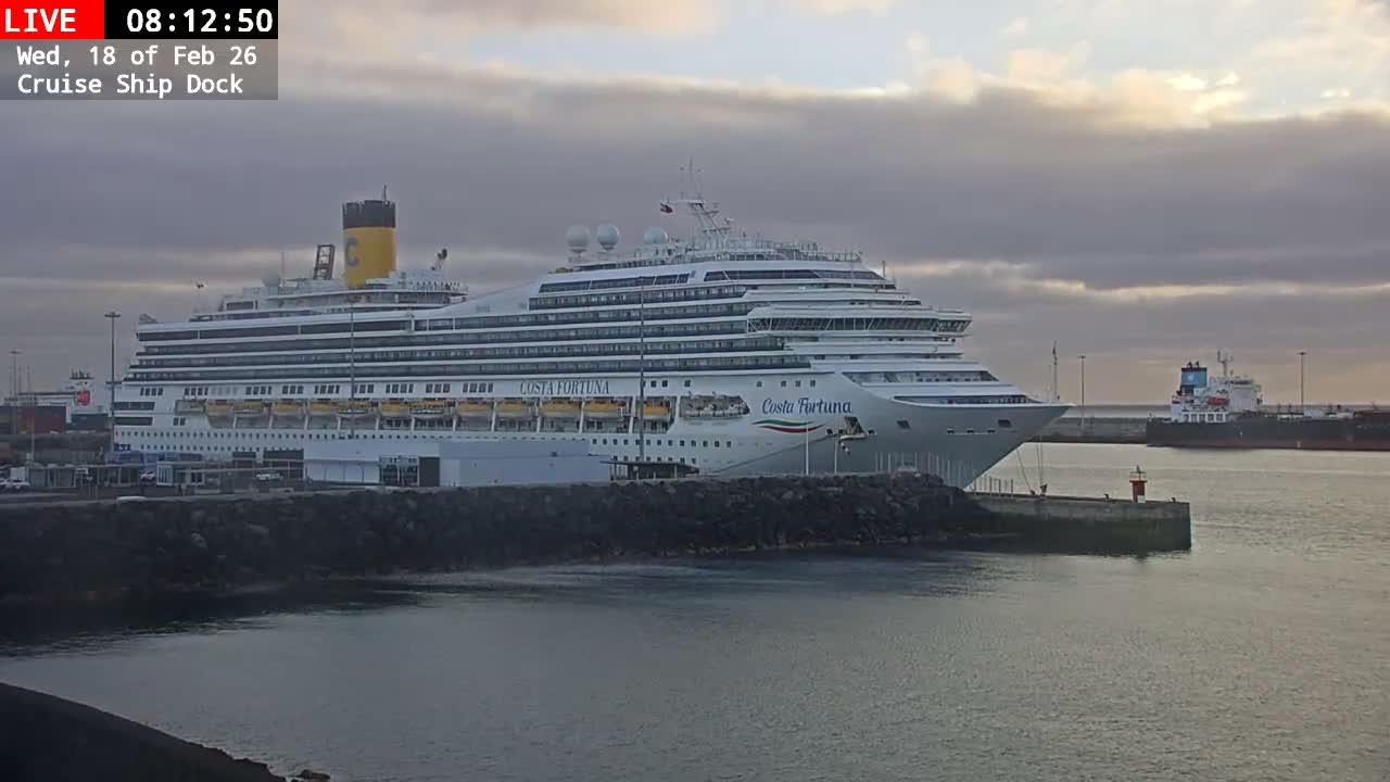 Lanzarote, Arrecife Harbor, Cruise Ship Dock Live Cam - Canary Islands, Las Palmas, Spain