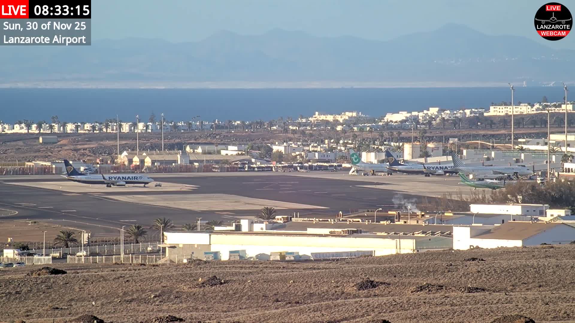 Lanzarote Airport from Outside Live Cam ACE/GCRR - Canary Islands - Las Palmas - Spain
