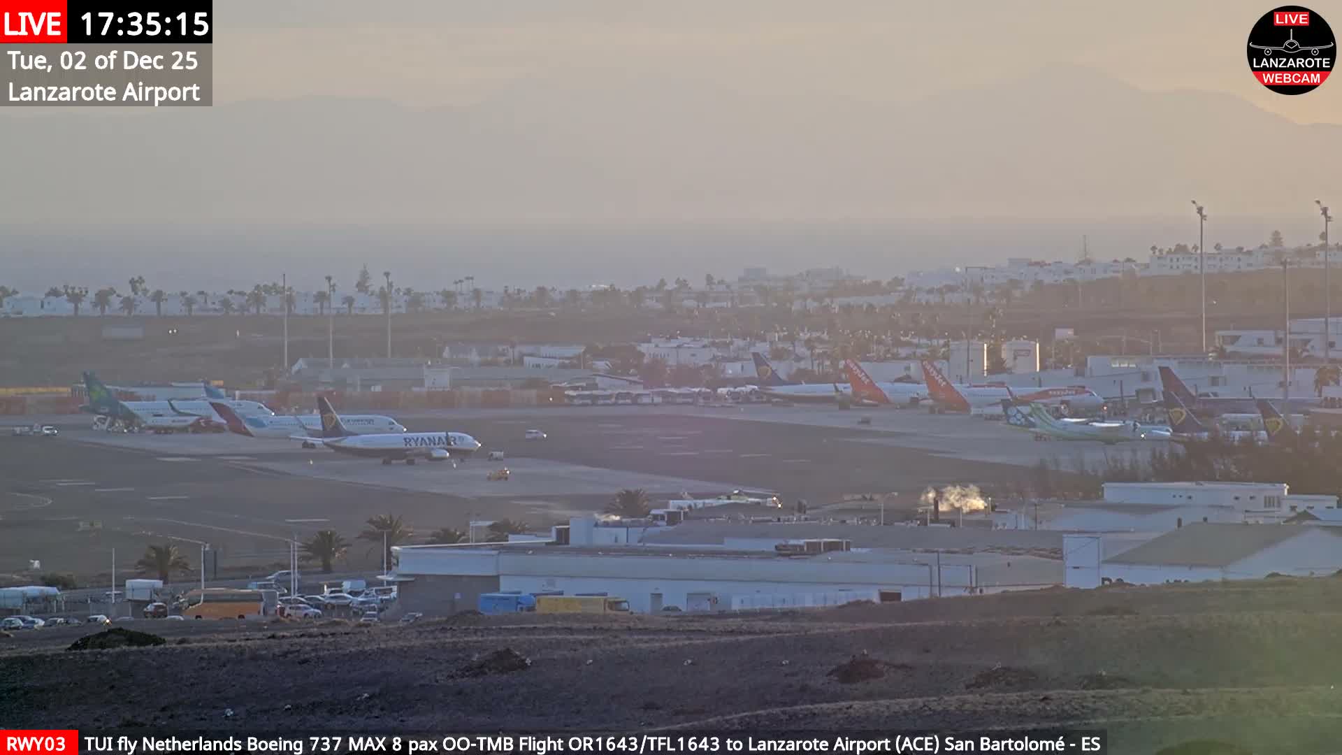 Lanzarote Airport from Outside Live Cam ACE/GCRR - Canary Islands - Las Palmas - Spain