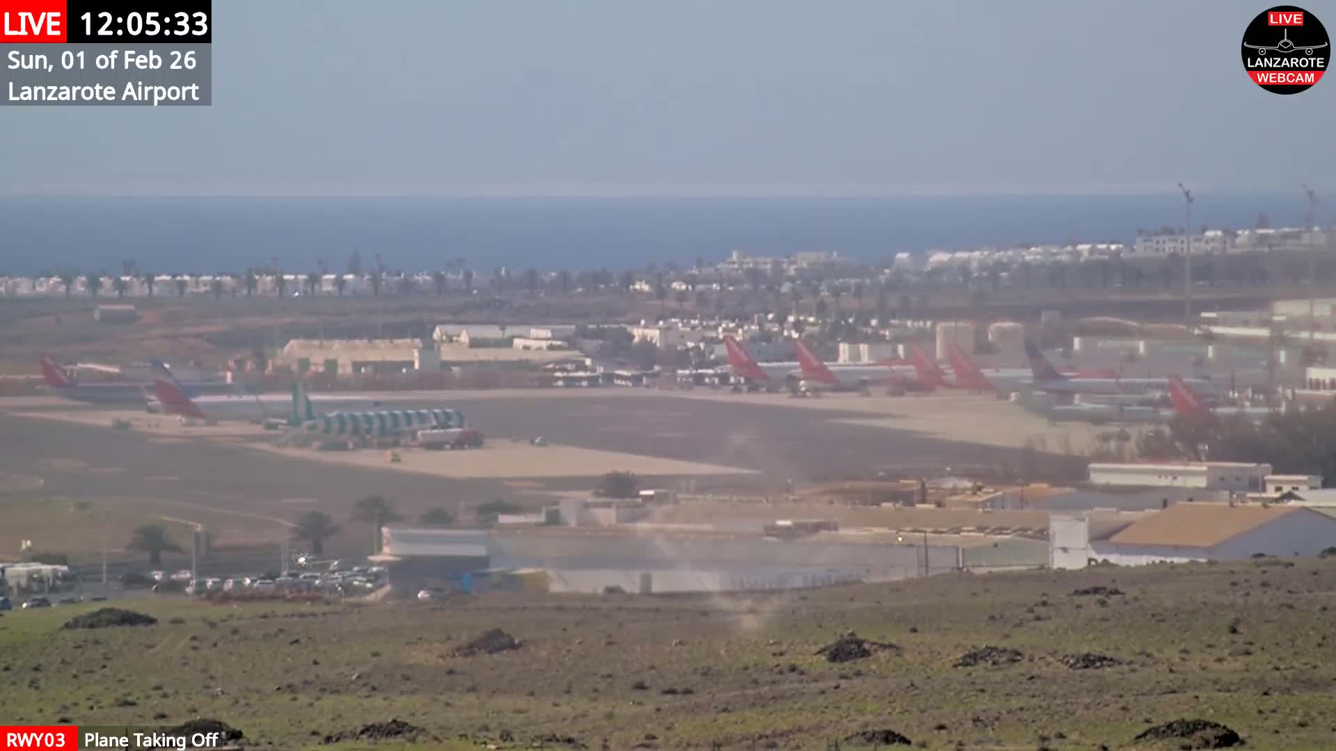 Lanzarote Airport from Outside Live Cam ACE/GCRR - Canary Islands - Las Palmas - Spain