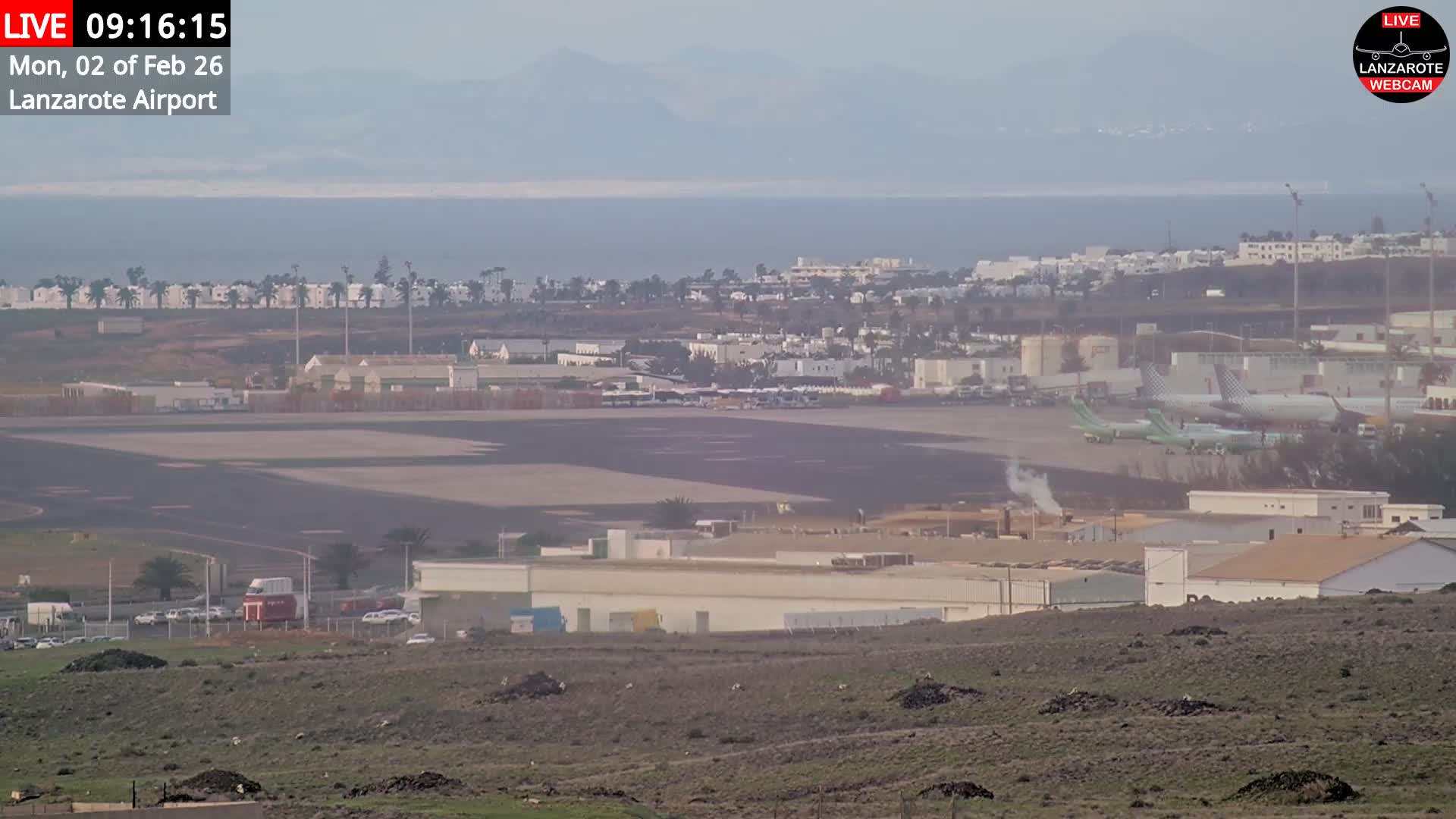 Lanzarote Airport from Outside Live Cam ACE/GCRR - Canary Islands - Las Palmas - Spain