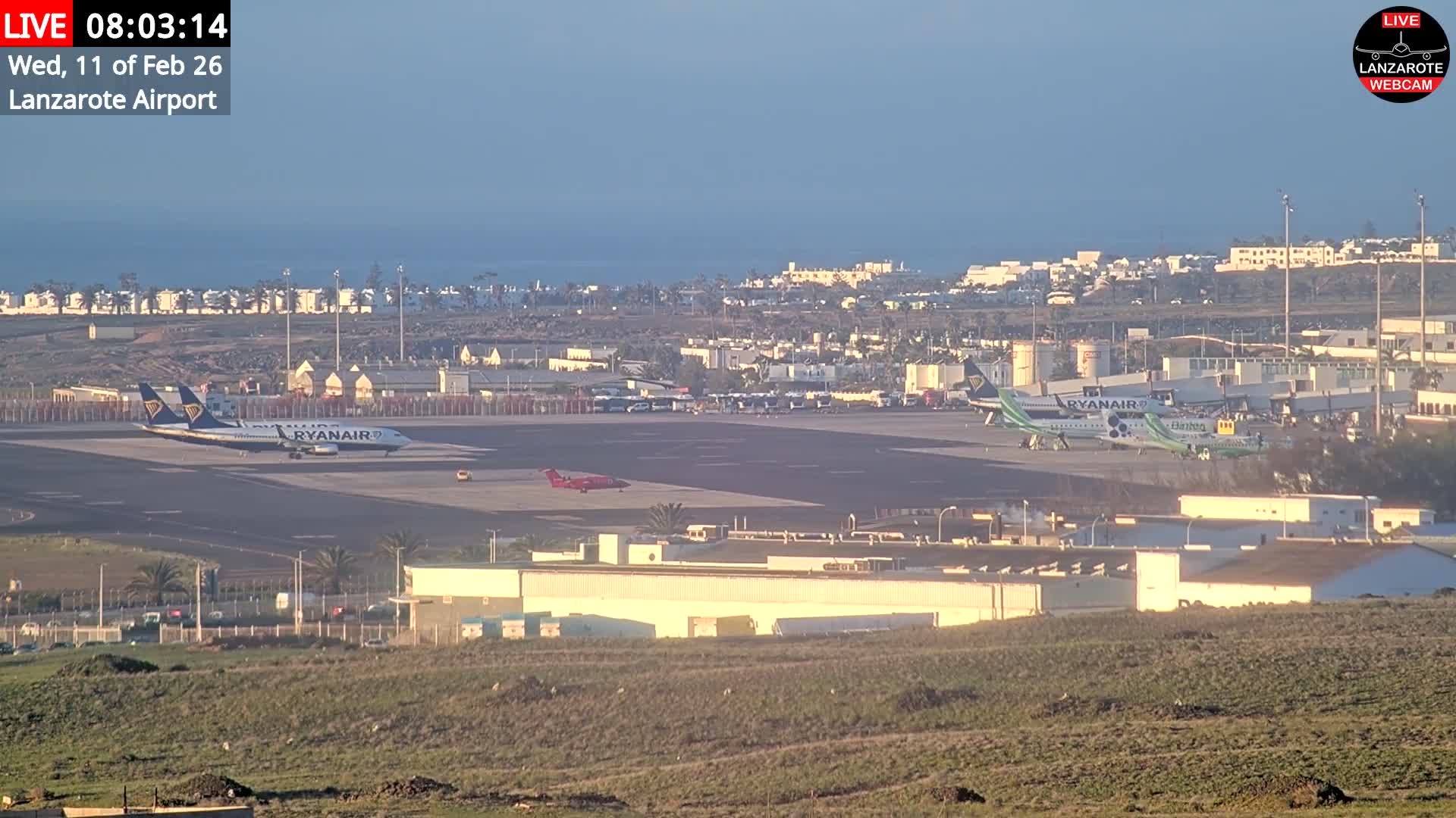 Lanzarote Airport from Outside Live Cam ACE/GCRR - Canary Islands - Las Palmas - Spain