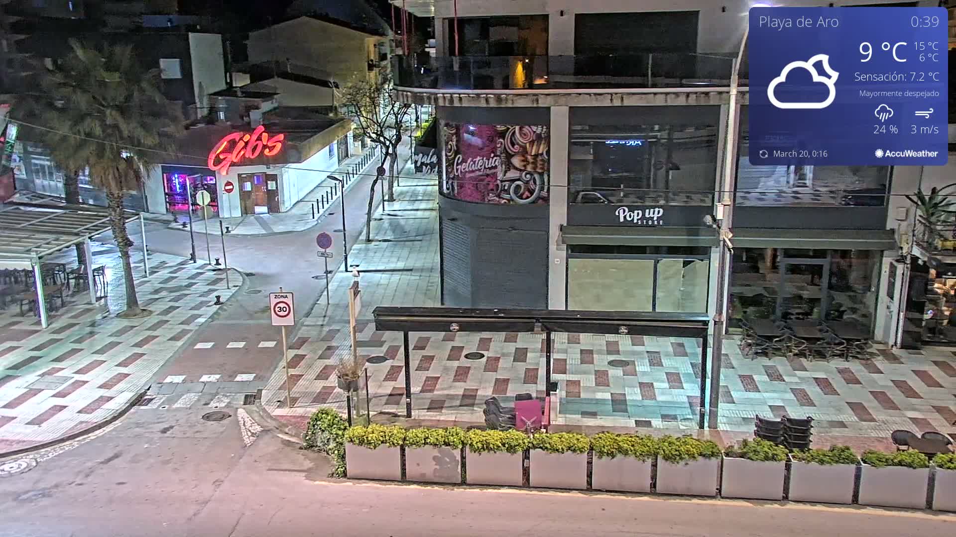 Catalonia, Platja d'Aro Center Girona Live Cam - Girona, Catalonia, Spain