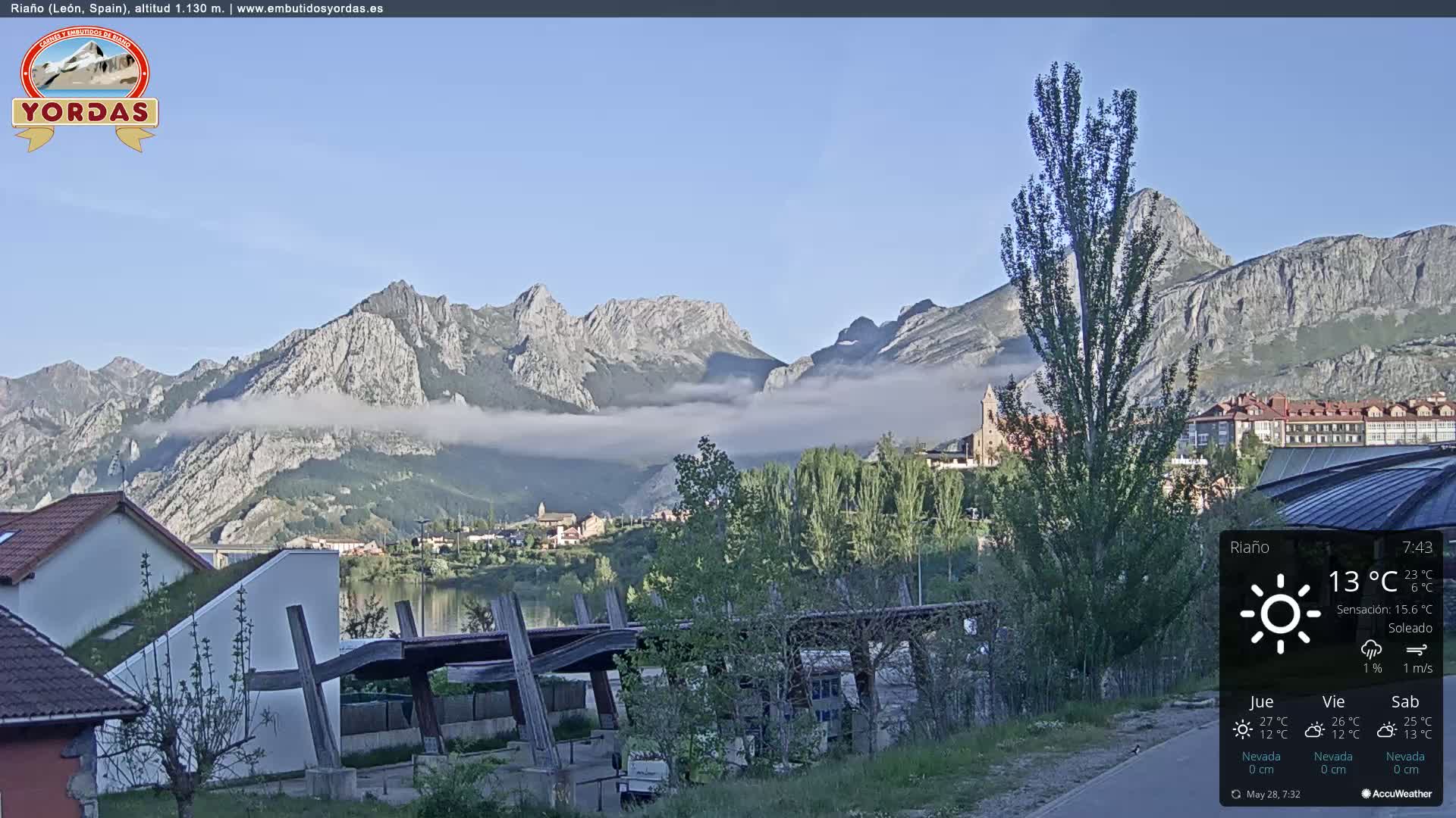 Yordas Peak (Pica Yordas) from Riaño Live Cam - León, Castile&León, Spain