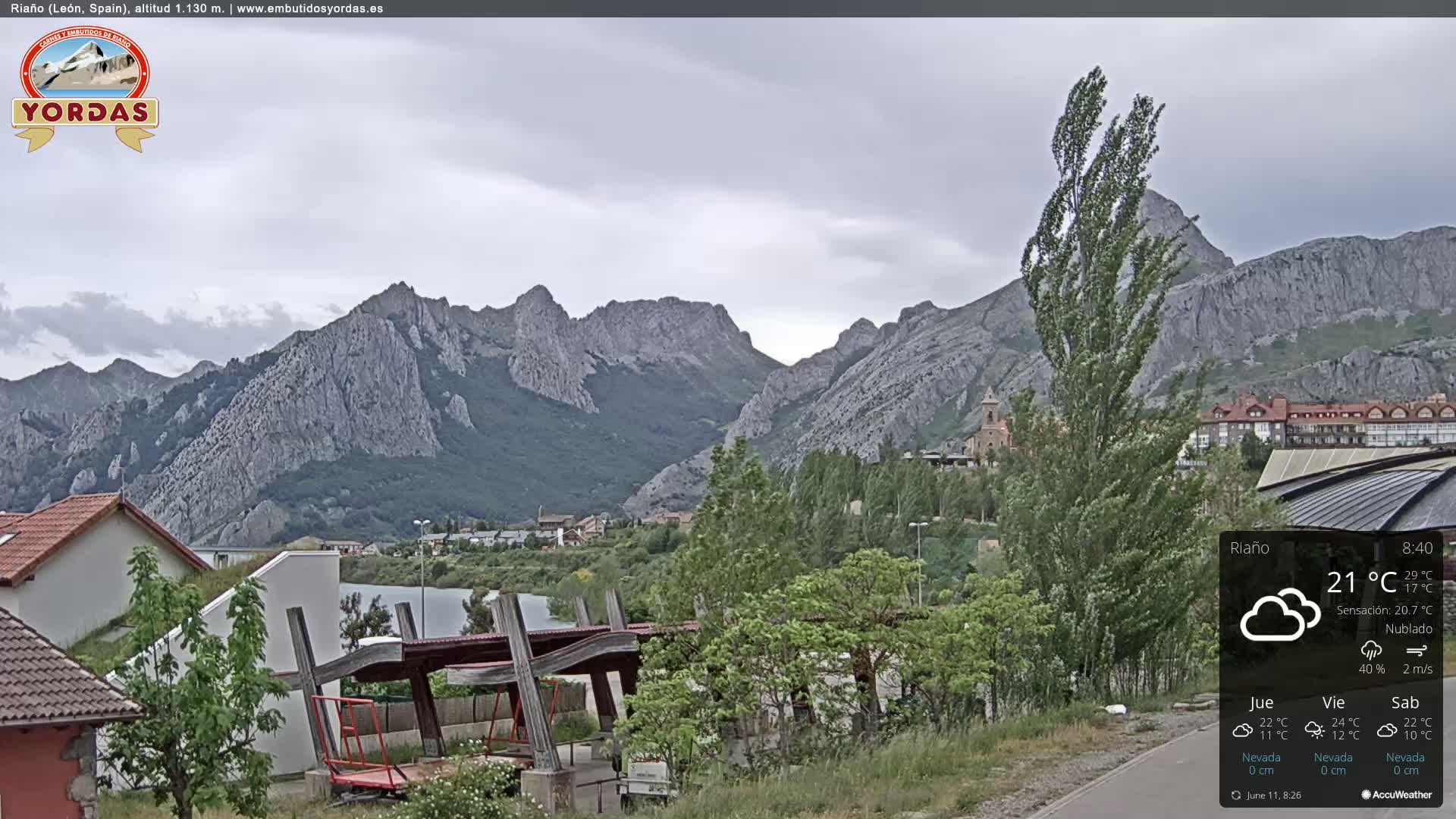 Yordas Peak (Pica Yordas) from Riaño Live Cam - León, Castile&León, Spain