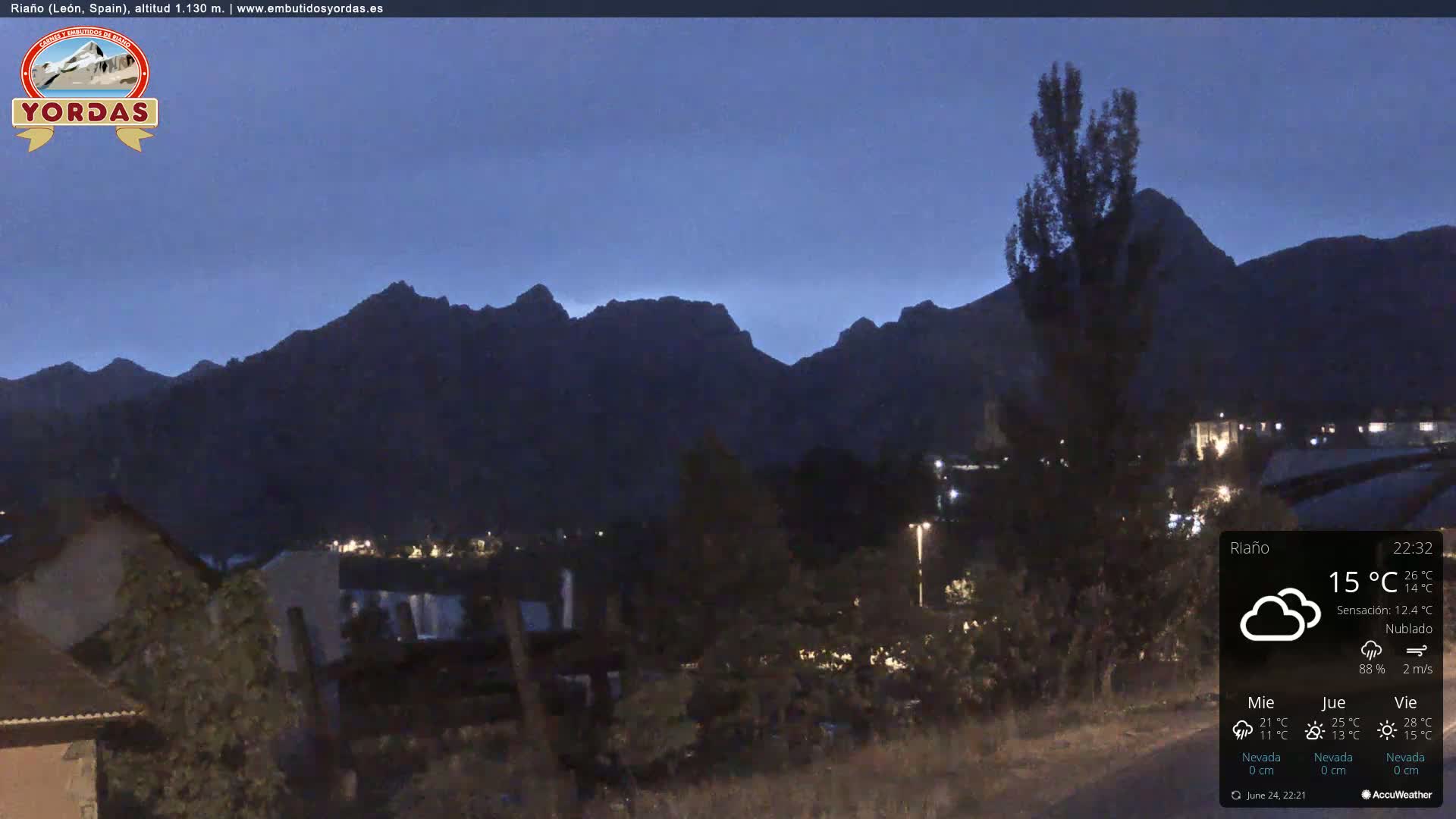 Yordas Peak (Pica Yordas) from Riaño Live Cam - León, Castile&León, Spain