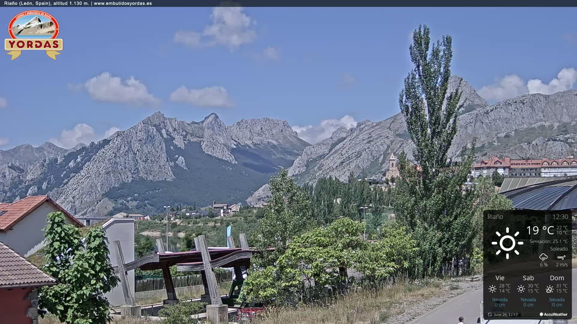 Yordas Peak (Pica Yordas) from Riaño Live Cam - León, Castile&León, Spain