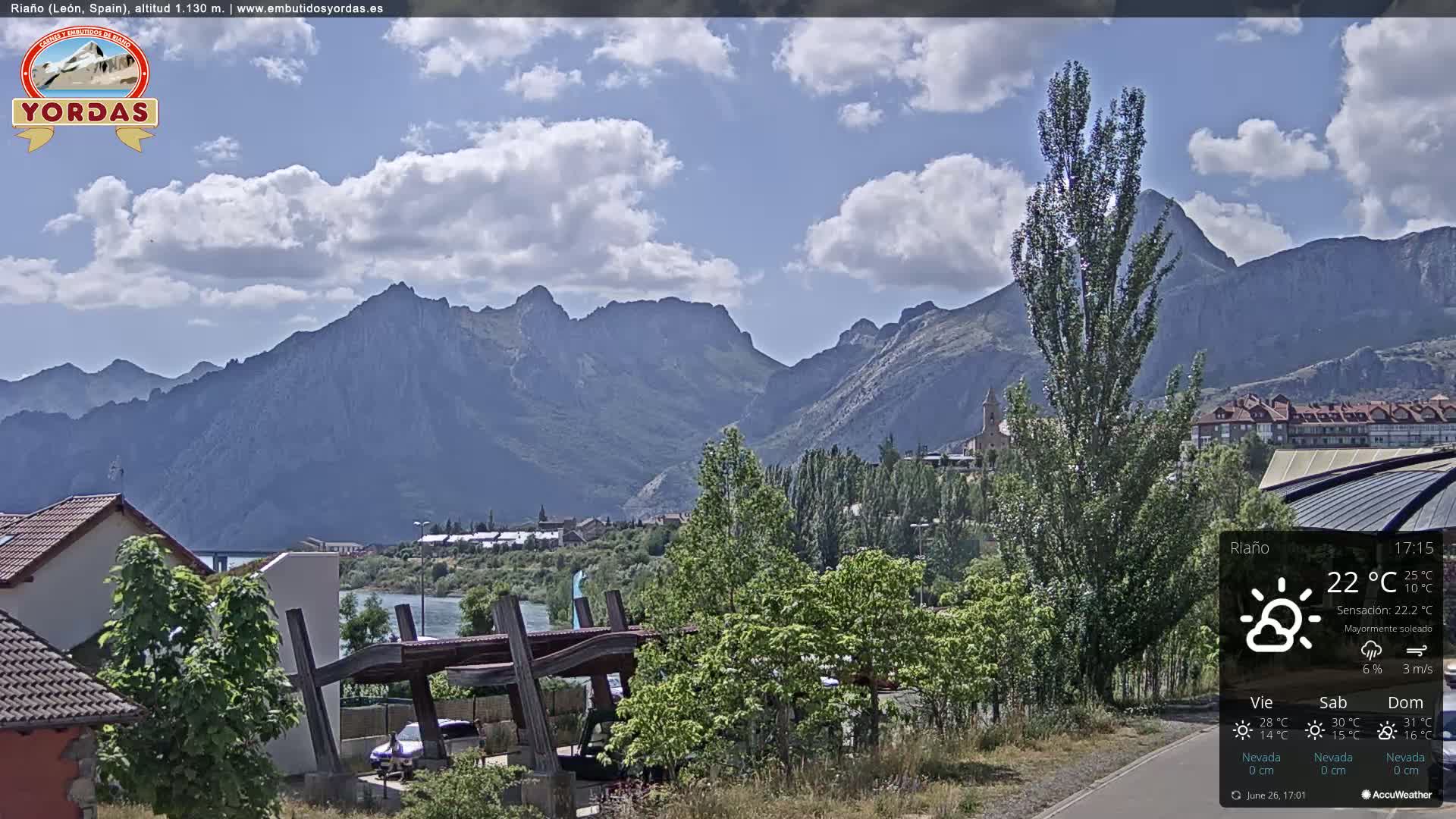 Yordas Peak (Pica Yordas) from Riaño Live Cam - León, Castile&León, Spain
