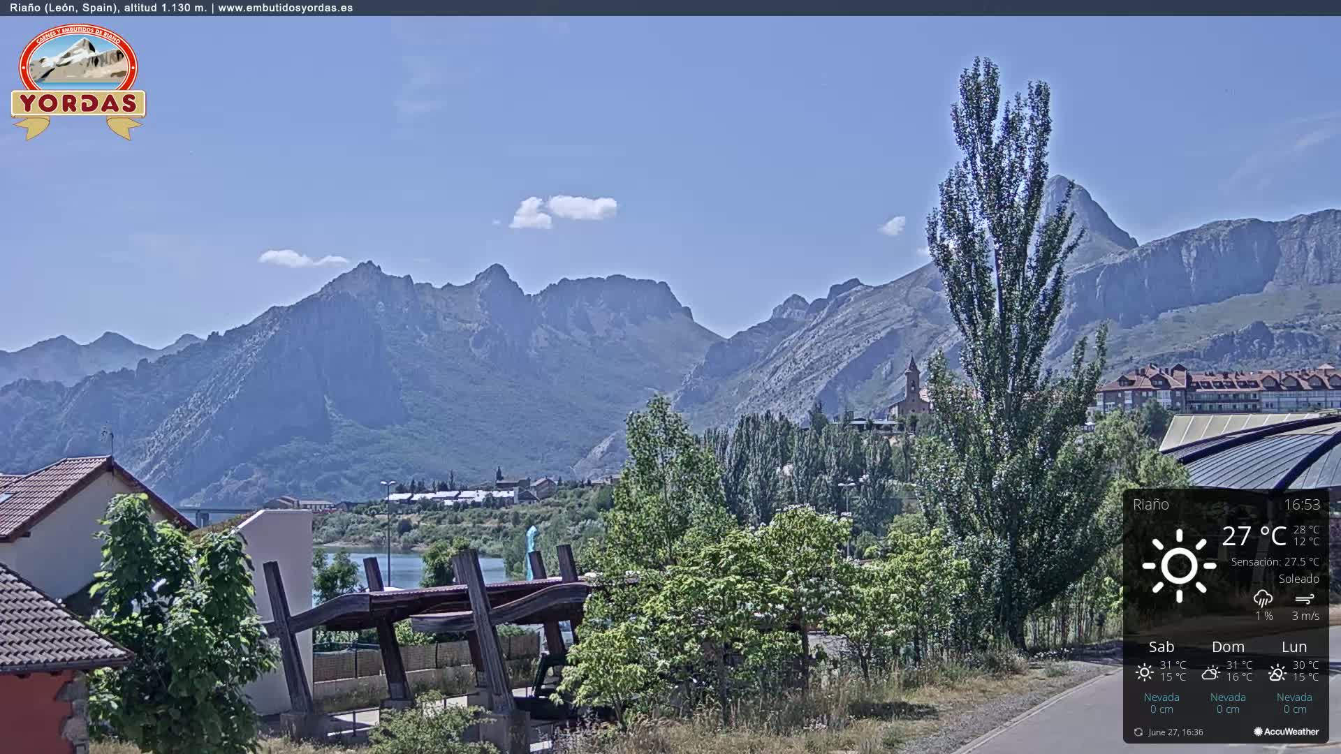 Yordas Peak (Pica Yordas) from Riaño Live Cam - León, Castile&León, Spain