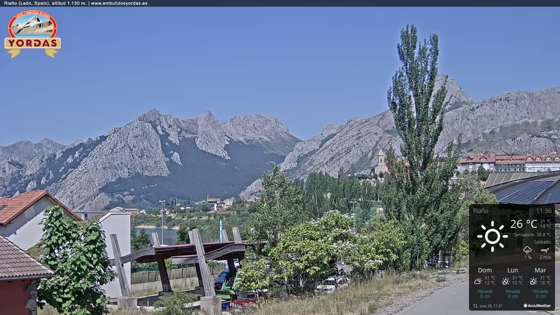 Yordas Peak (Pica Yordas) from Riaño Live Cam - León, Castile&León, Spain