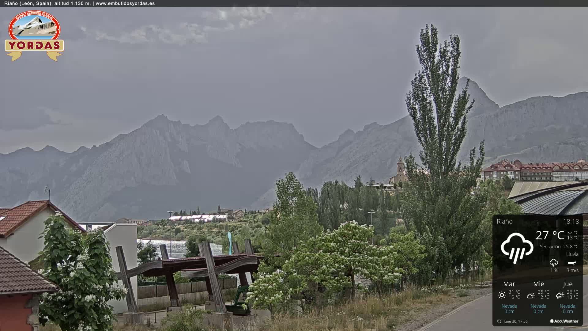 Yordas Peak (Pica Yordas) from Riaño Live Cam - León, Castile&León, Spain