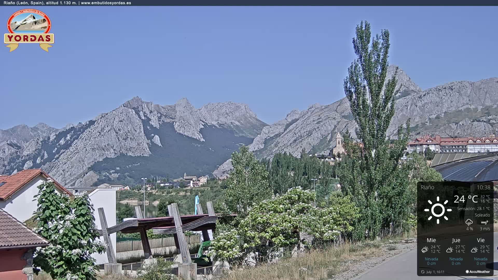 Yordas Peak (Pica Yordas) from Riaño Live Cam - León, Castile&León, Spain