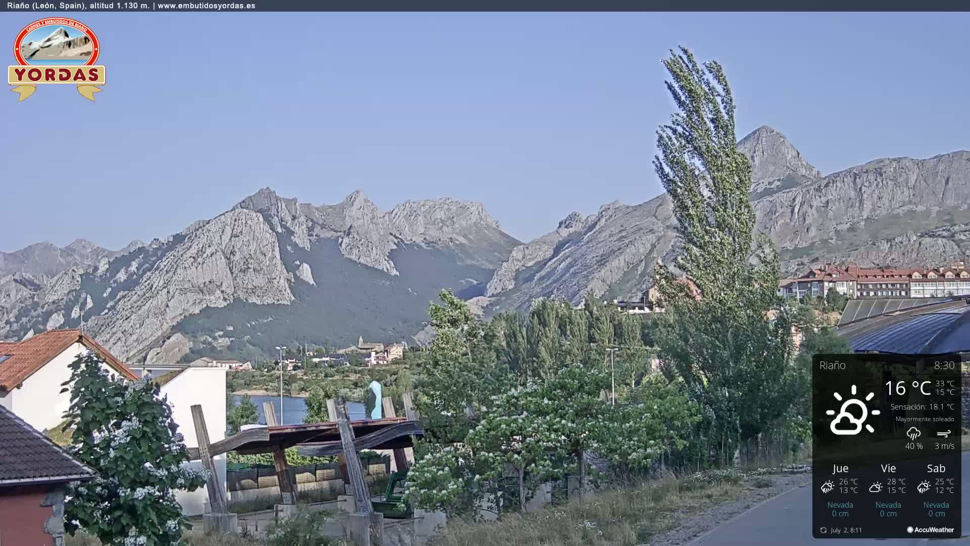 Yordas Peak (Pica Yordas) from Riaño Live Cam - León, Castile&León, Spain
