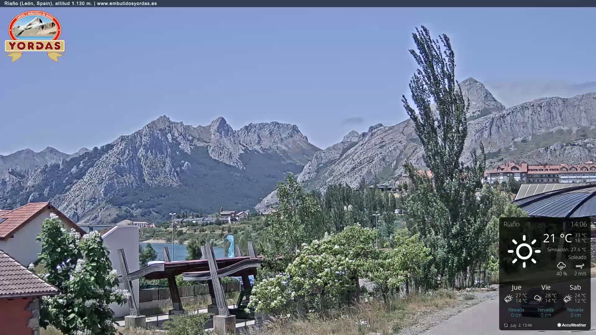 Yordas Peak (Pica Yordas) from Riaño Live Cam - León, Castile&León, Spain