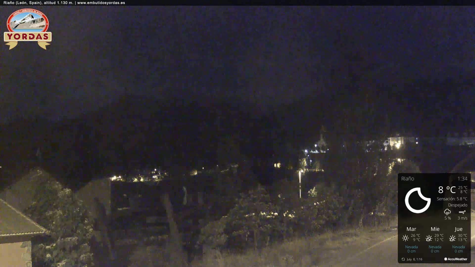 Yordas Peak (Pica Yordas) from Riaño Live Cam - León, Castile&León, Spain