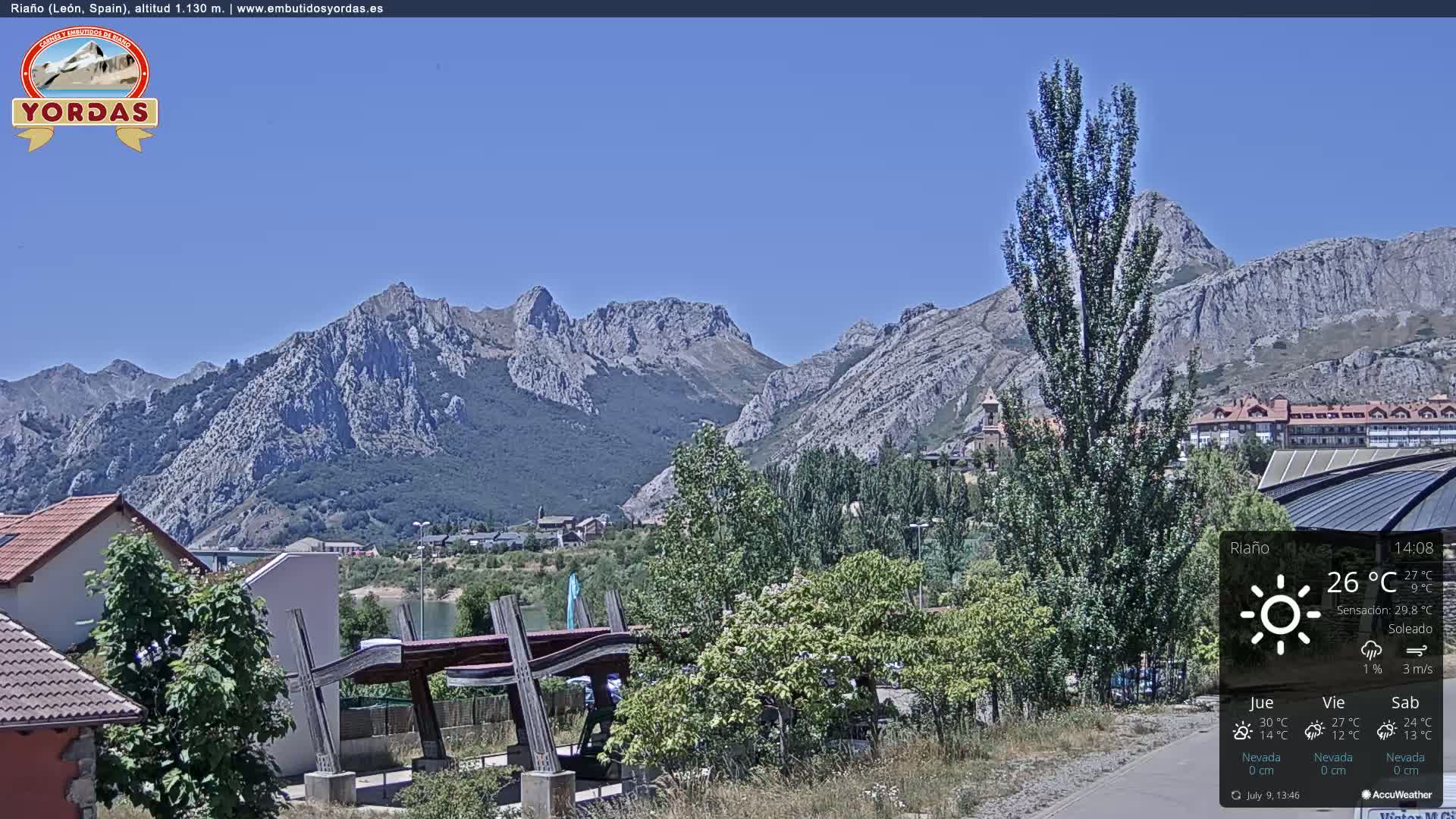 Yordas Peak (Pica Yordas) from Riaño Live Cam - León, Castile&León, Spain