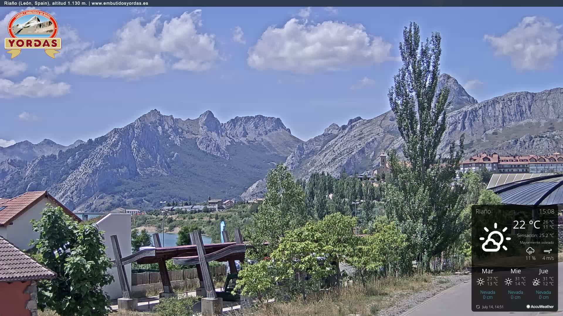 Yordas Peak (Pica Yordas) from Riaño Live Cam - León, Castile&León, Spain