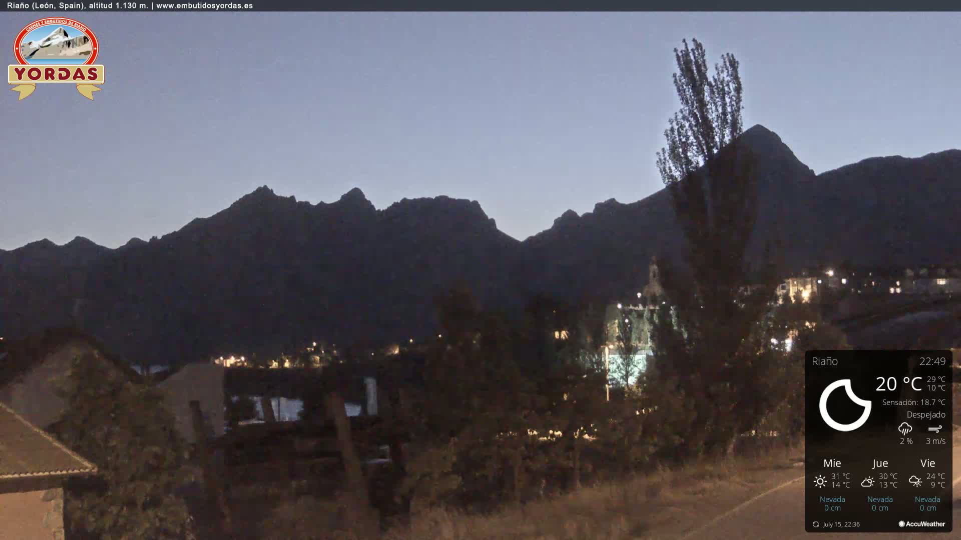 Yordas Peak (Pica Yordas) from Riaño Live Cam - León, Castile&León, Spain