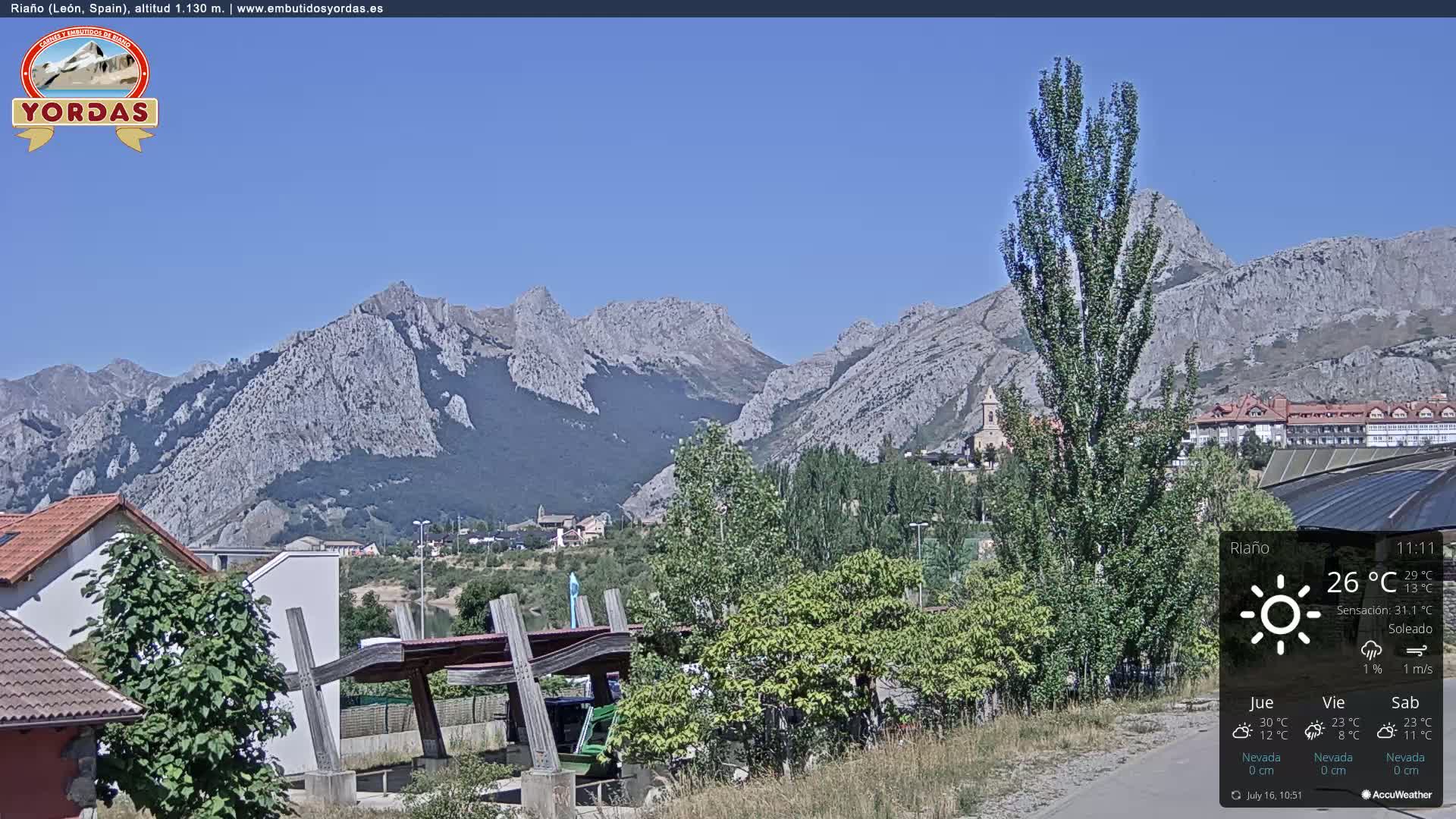 Yordas Peak (Pica Yordas) from Riaño Live Cam - León, Castile&León, Spain