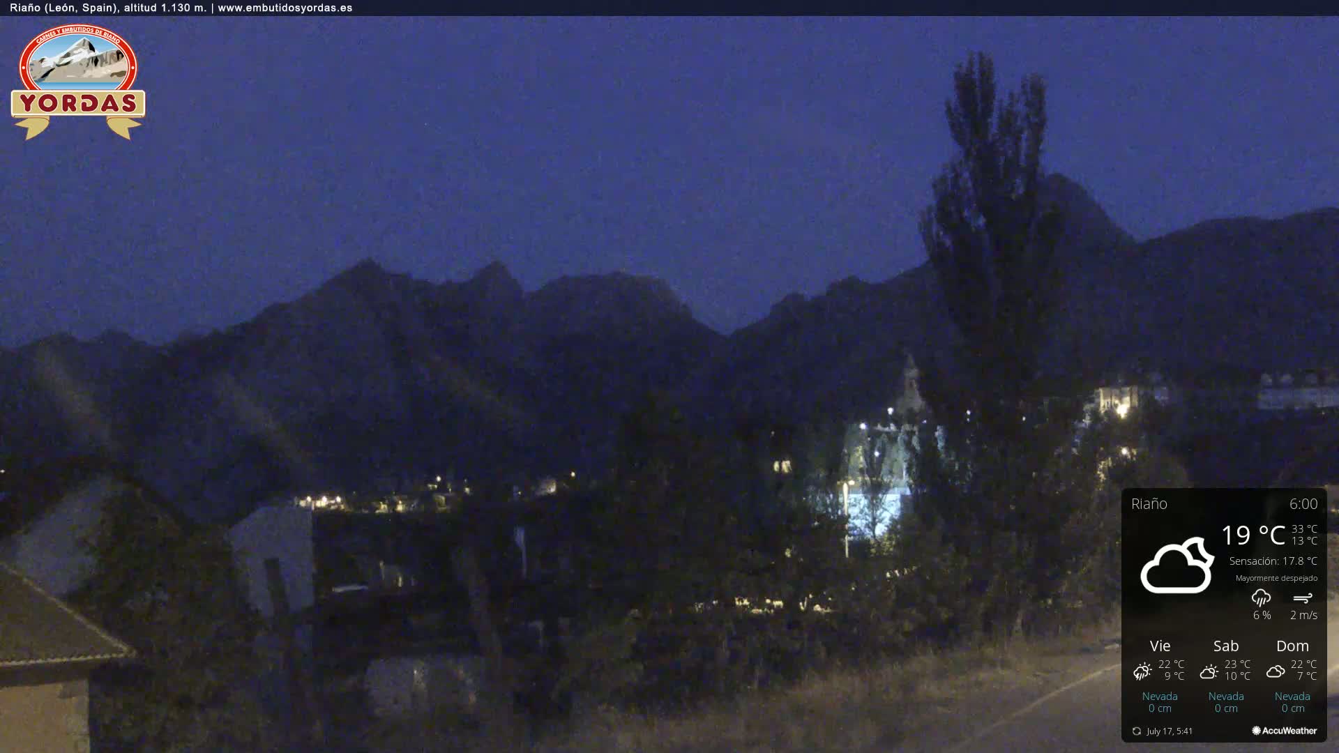 Yordas Peak (Pica Yordas) from Riaño Live Cam - León, Castile&León, Spain